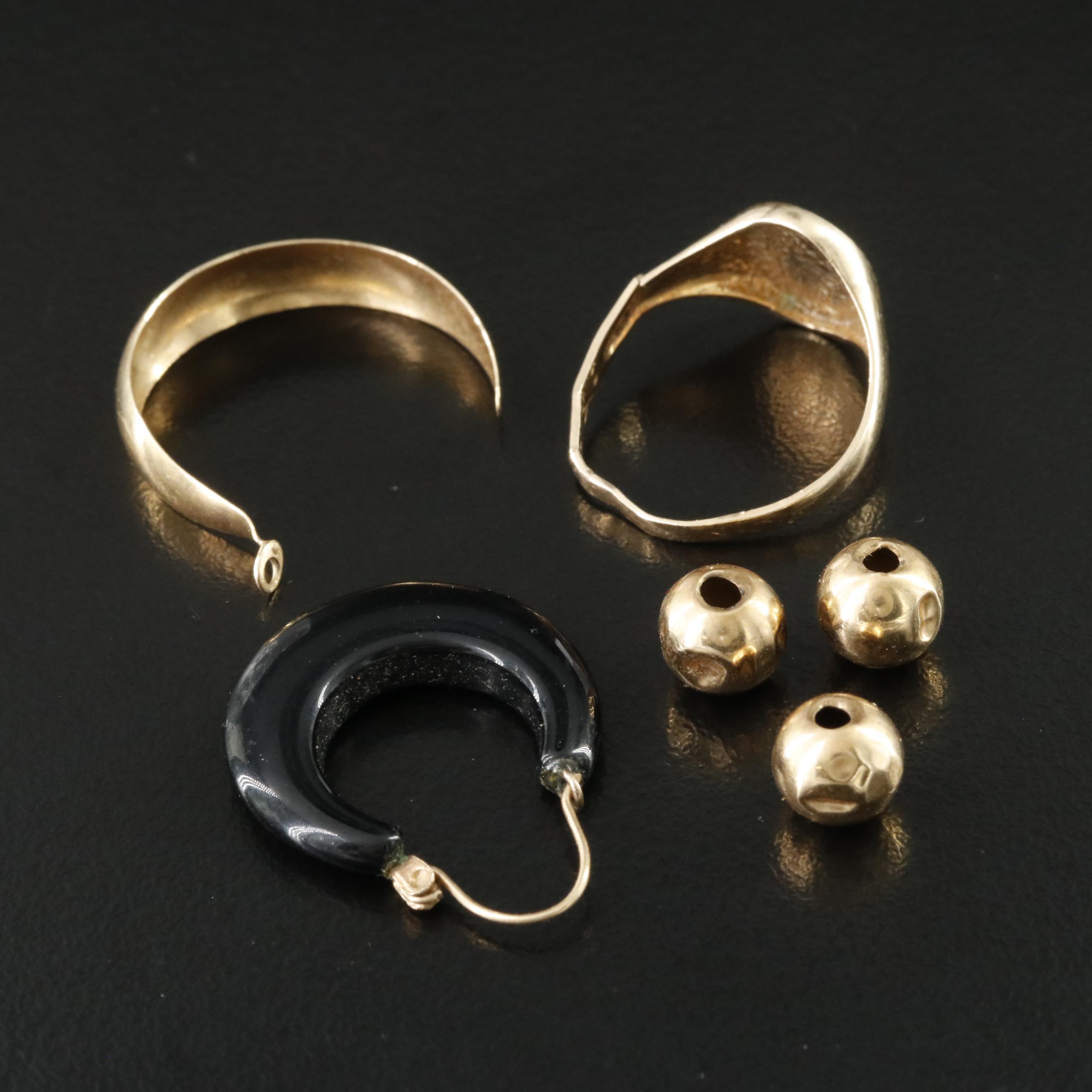 Scrap 14K and 10K Jewelry with Imitation Black Onyx