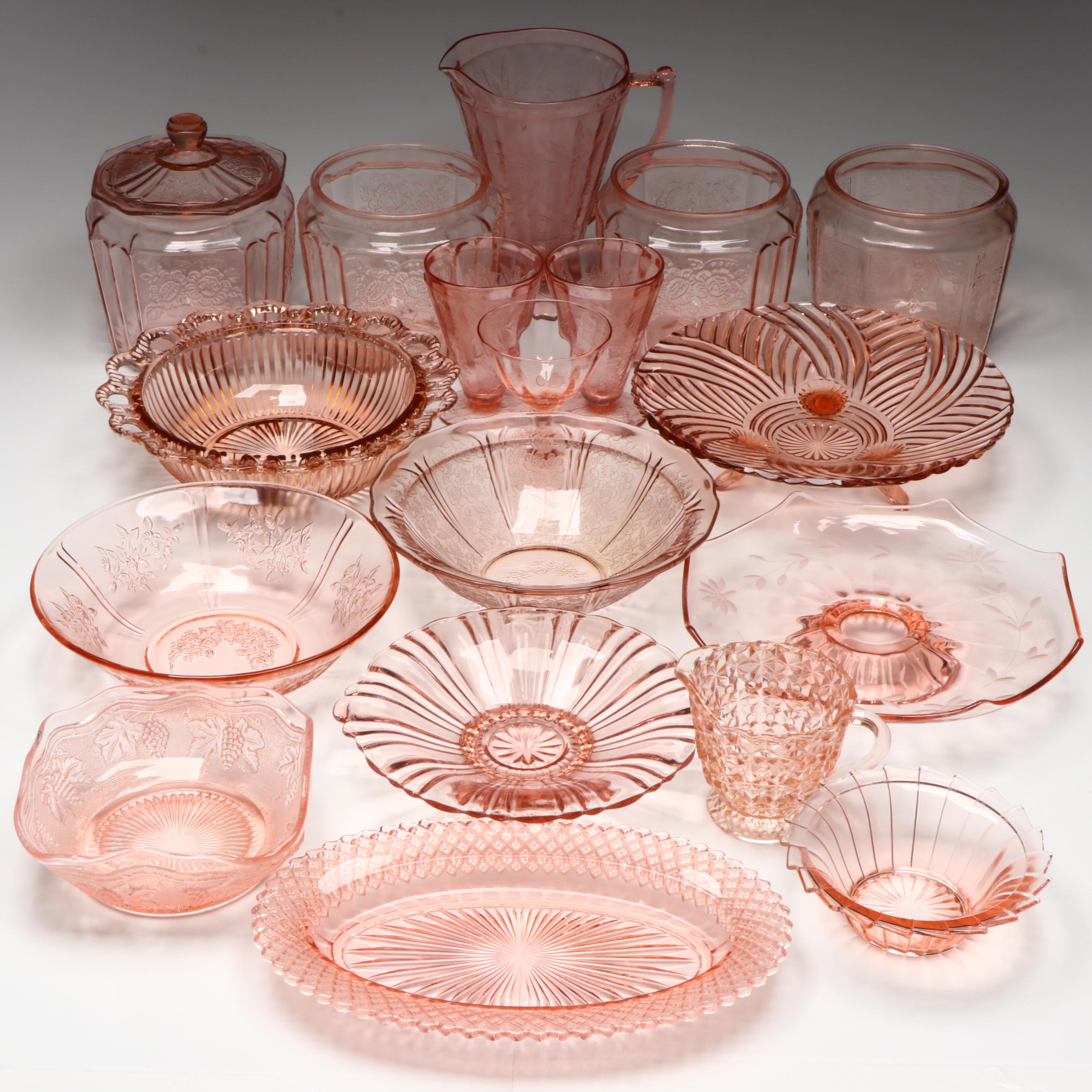 Anchor Hocking "Princess Pink" Cookie Jars and Other Depression Glass Tableware