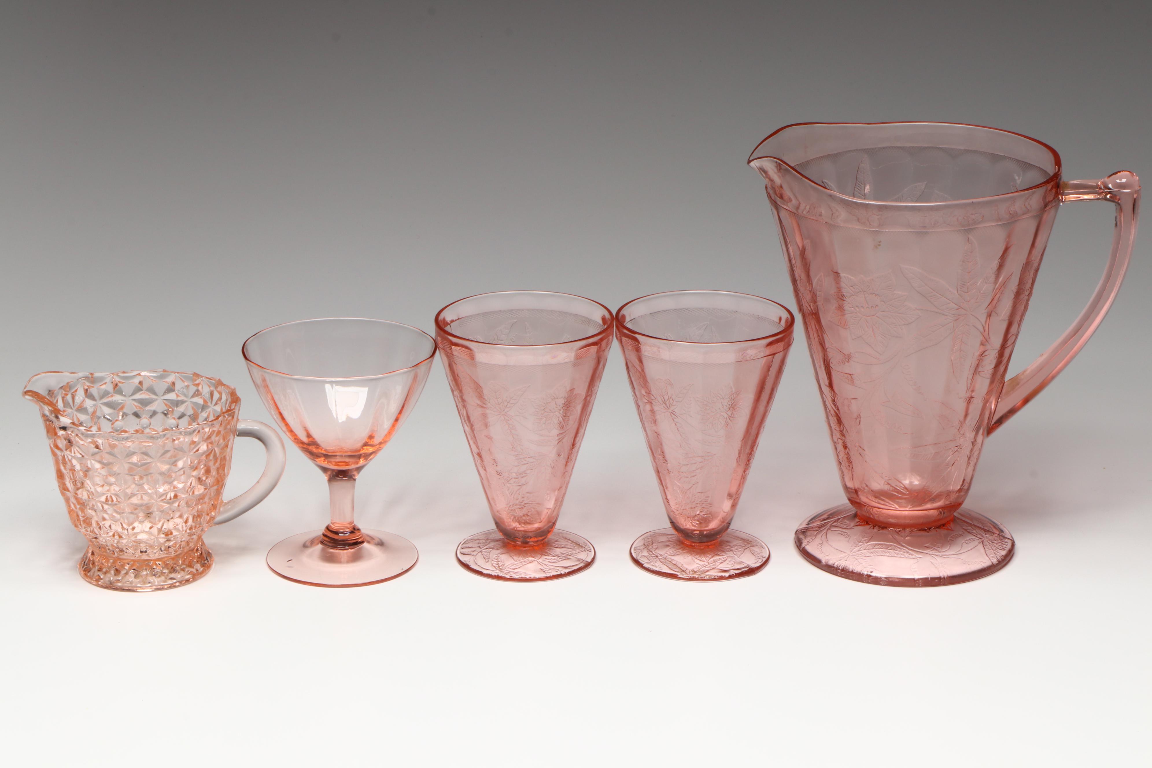 Anchor Hocking "Princess Pink" Cookie Jars and Other Depression Glass Tableware