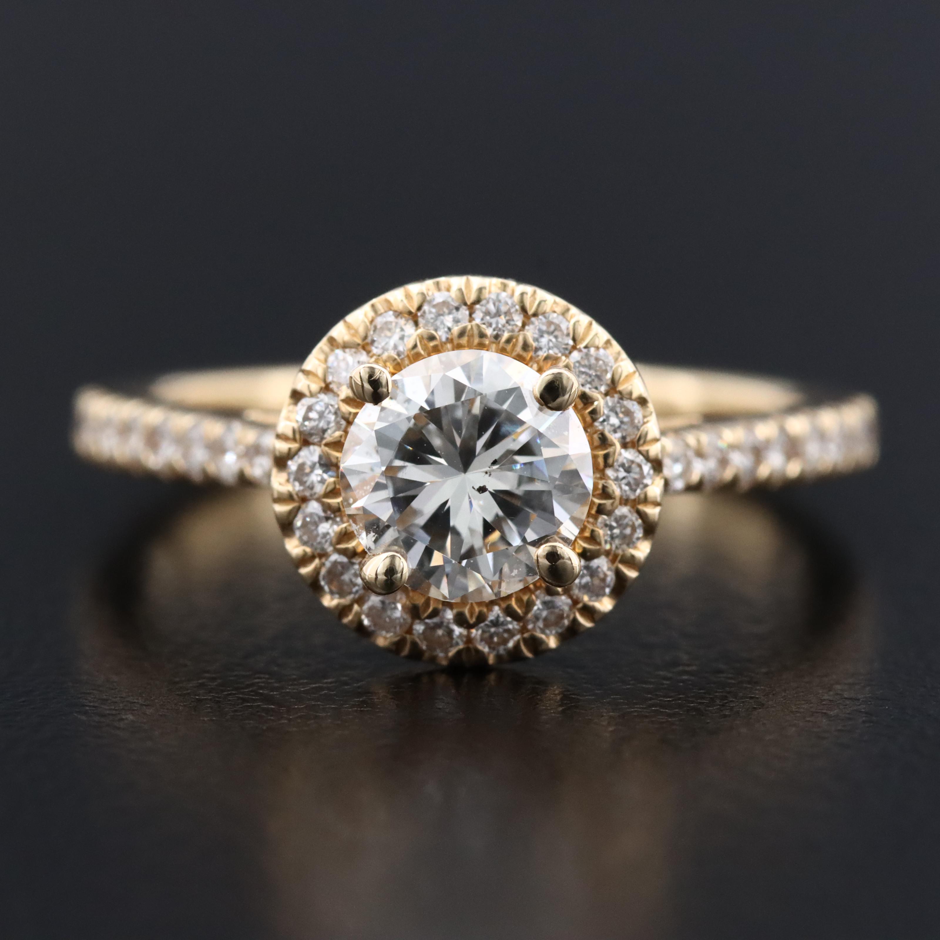 14K 1.15 CTW Diamond Halo Ring