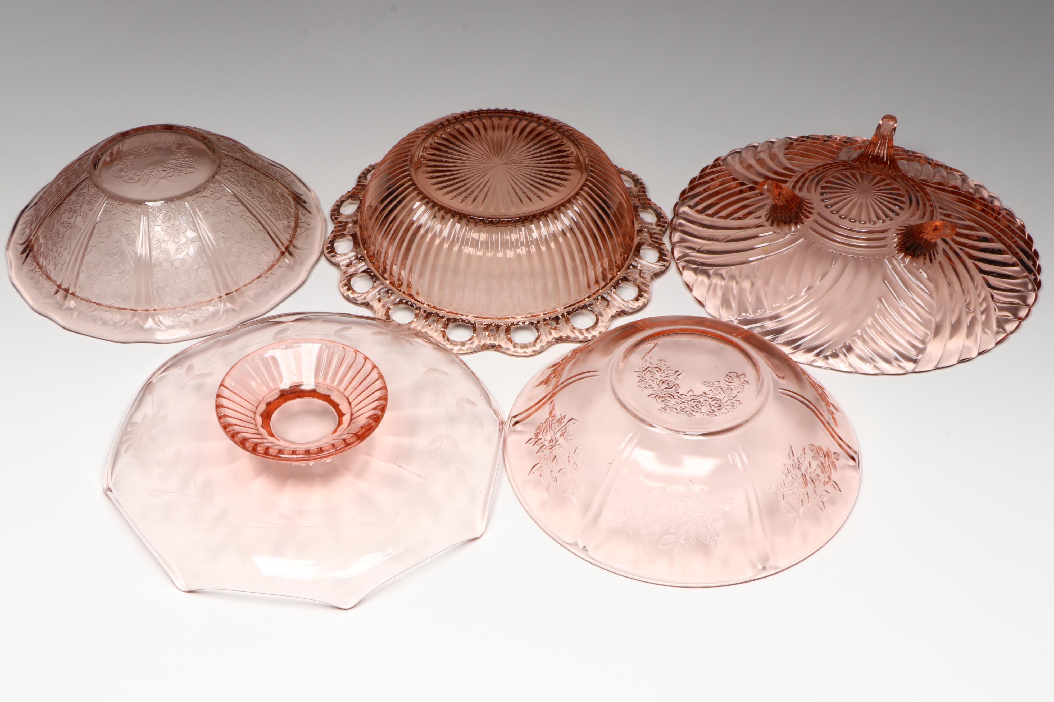 Anchor Hocking "Princess Pink" Cookie Jars and Other Depression Glass Tableware