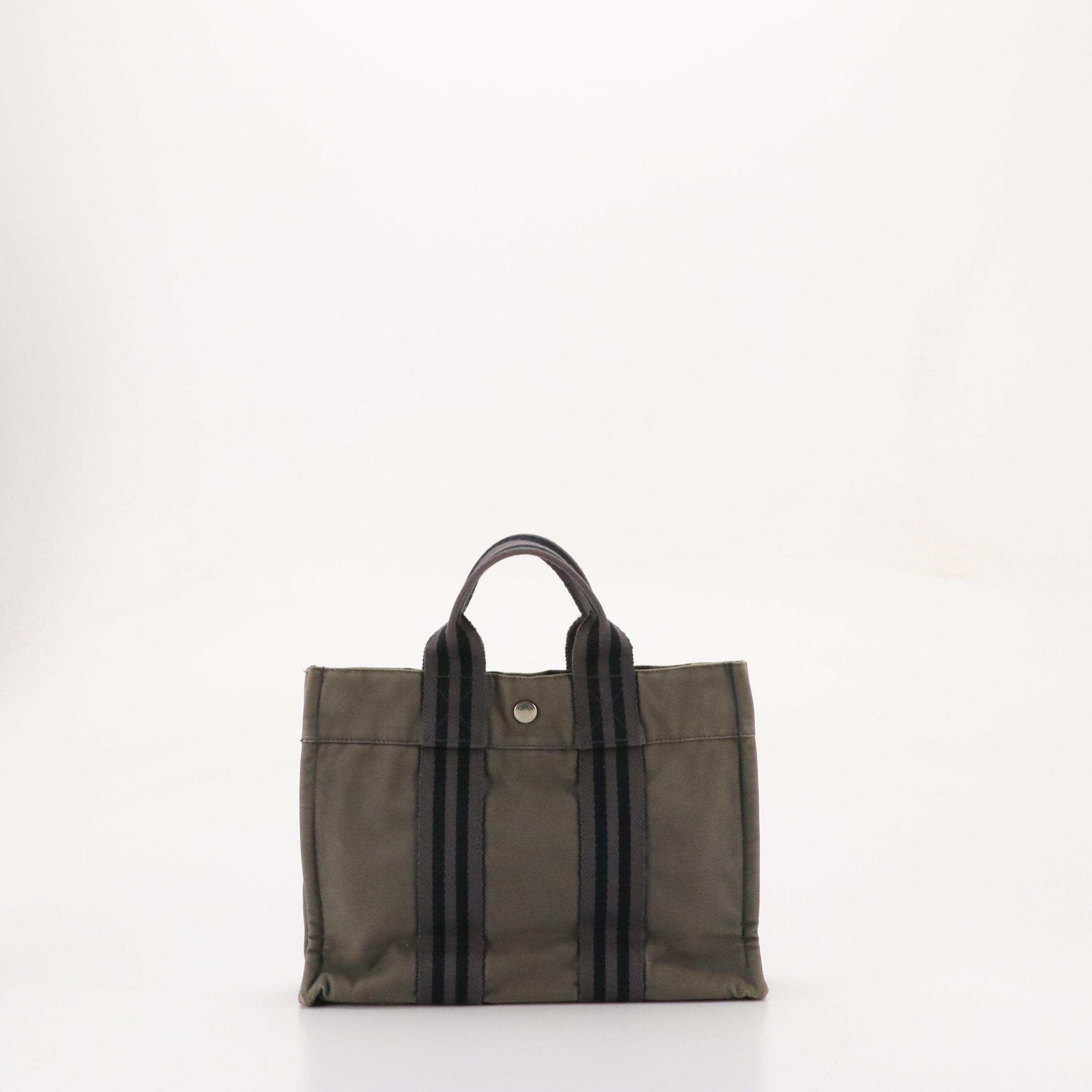 Hermès Fourre-Tout PM in Grey Cotton Canvas