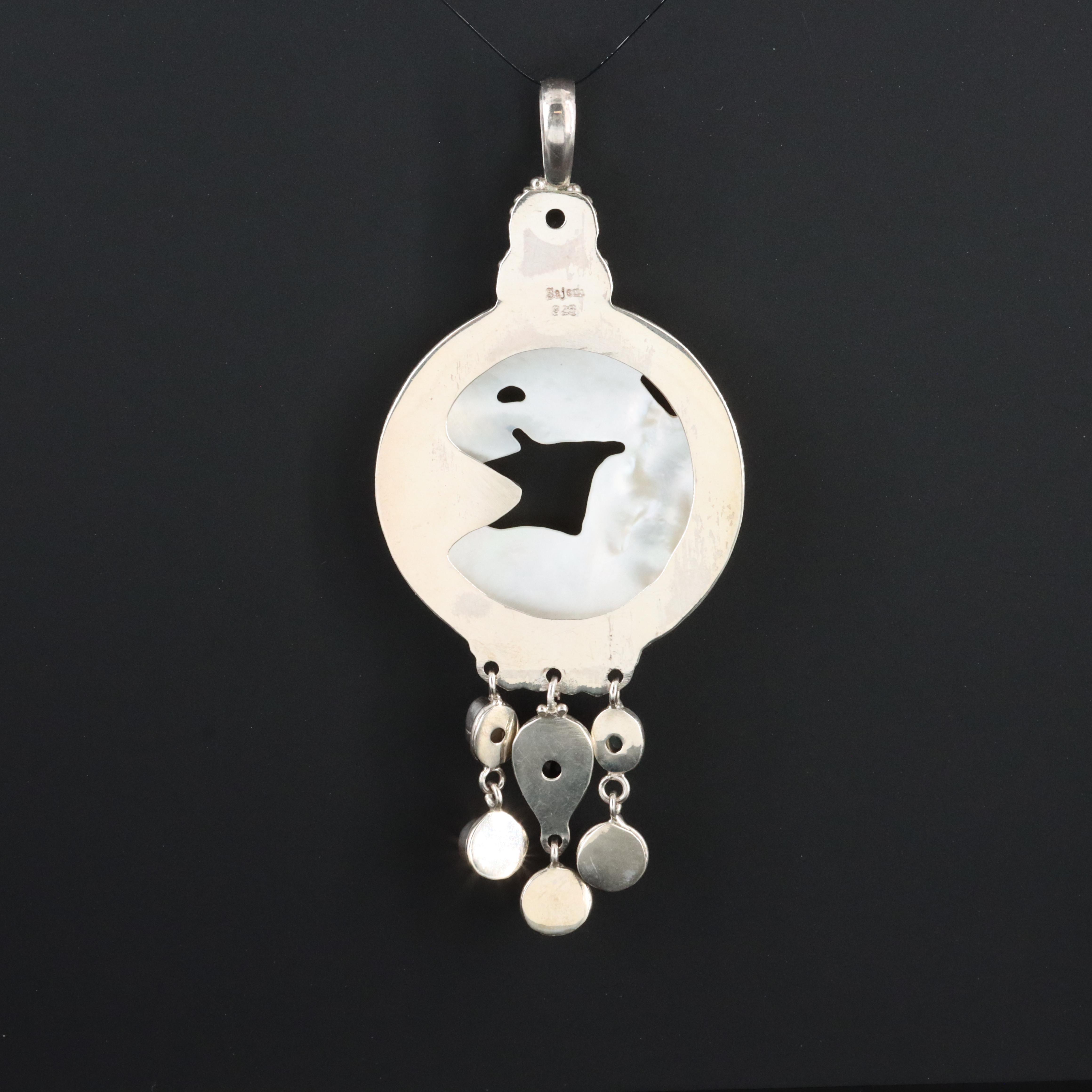 Sajen Sterling Mother-of-Pearl Mermaid Pendant with Gemstone Accents