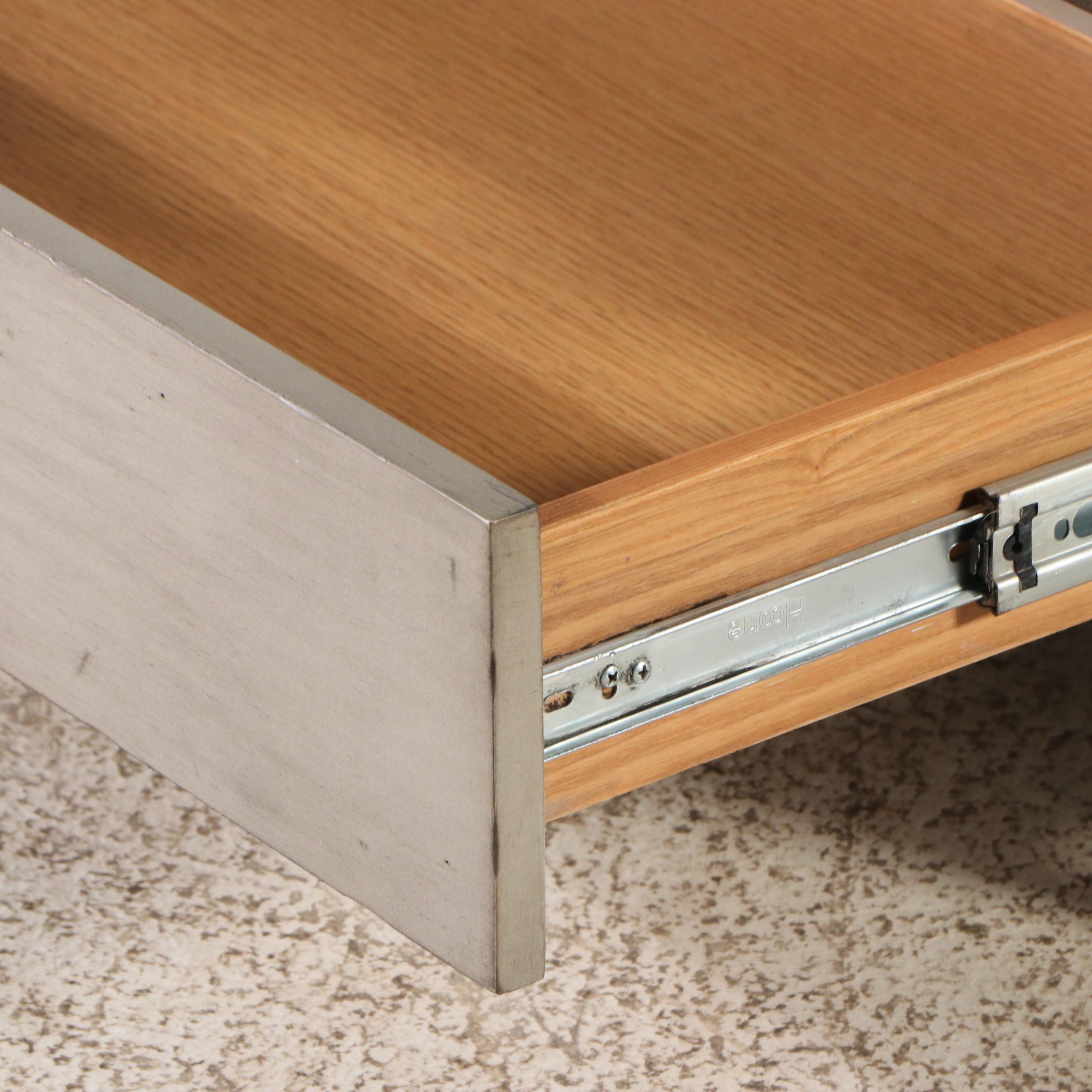 Universal Contemporary Wood and Metal Coffee Table with Storage