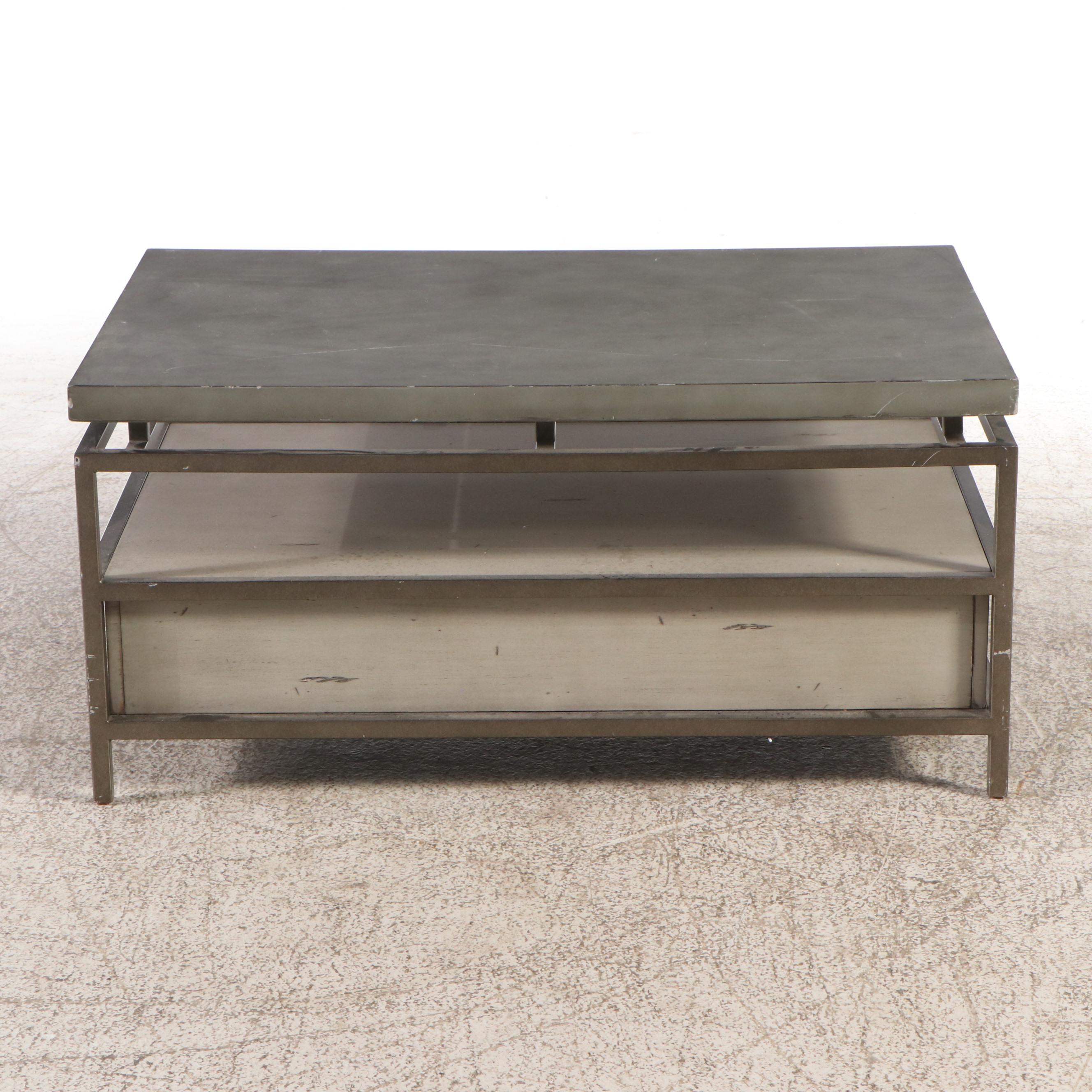 Universal Contemporary Wood and Metal Coffee Table with Storage
