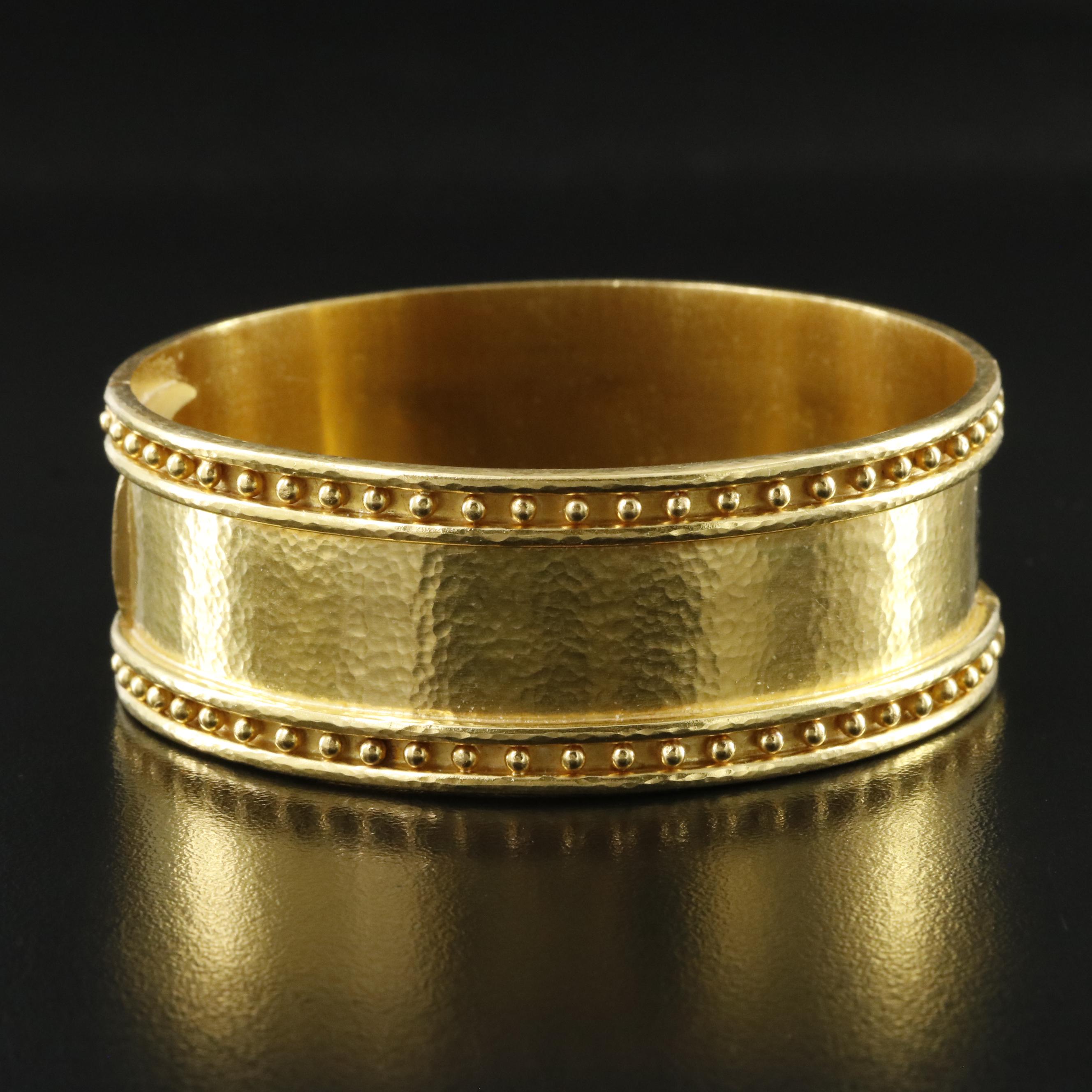 Elizabeth Locke 19K Granulated Wide Bangle Bracelet