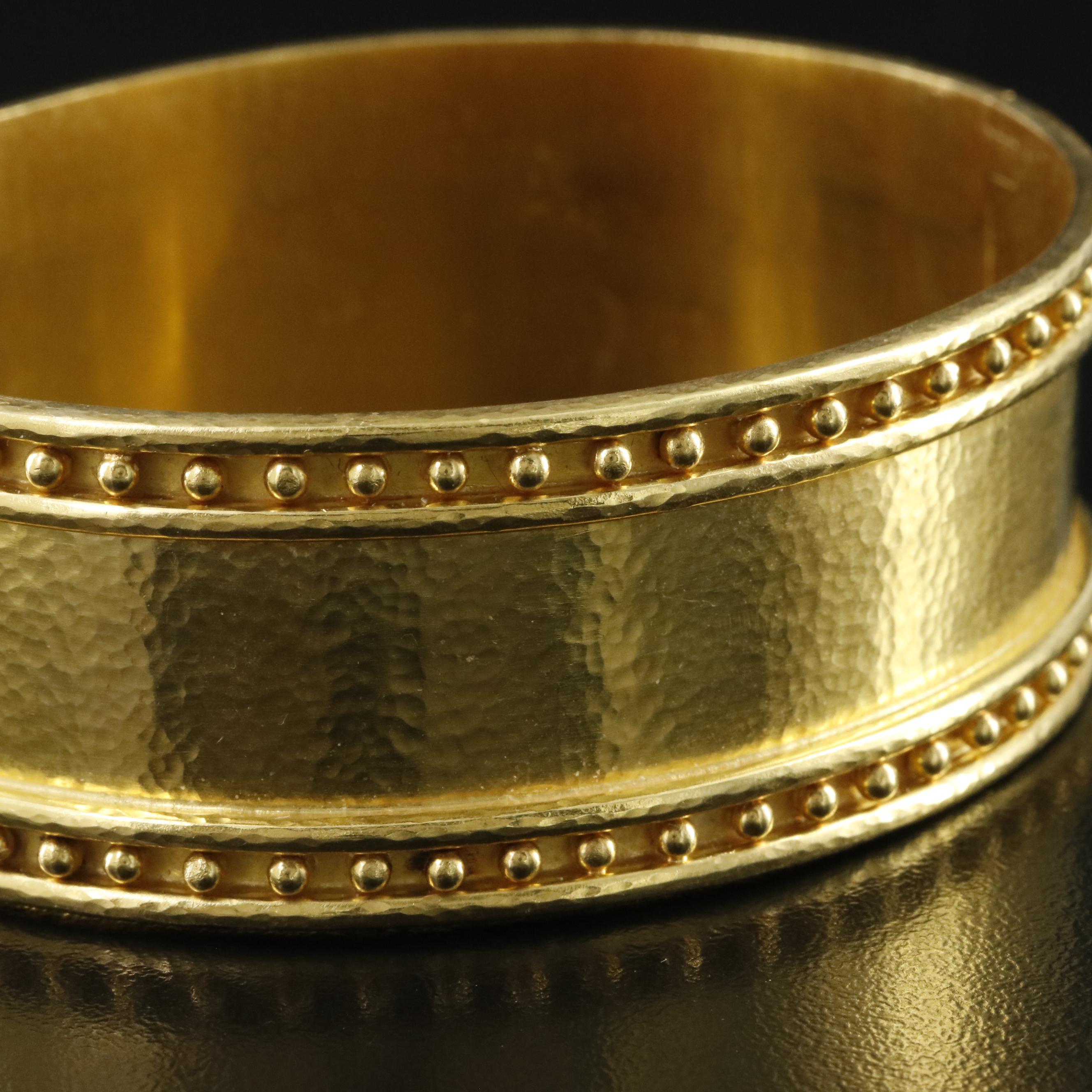 Elizabeth Locke 19K Granulated Wide Bangle Bracelet