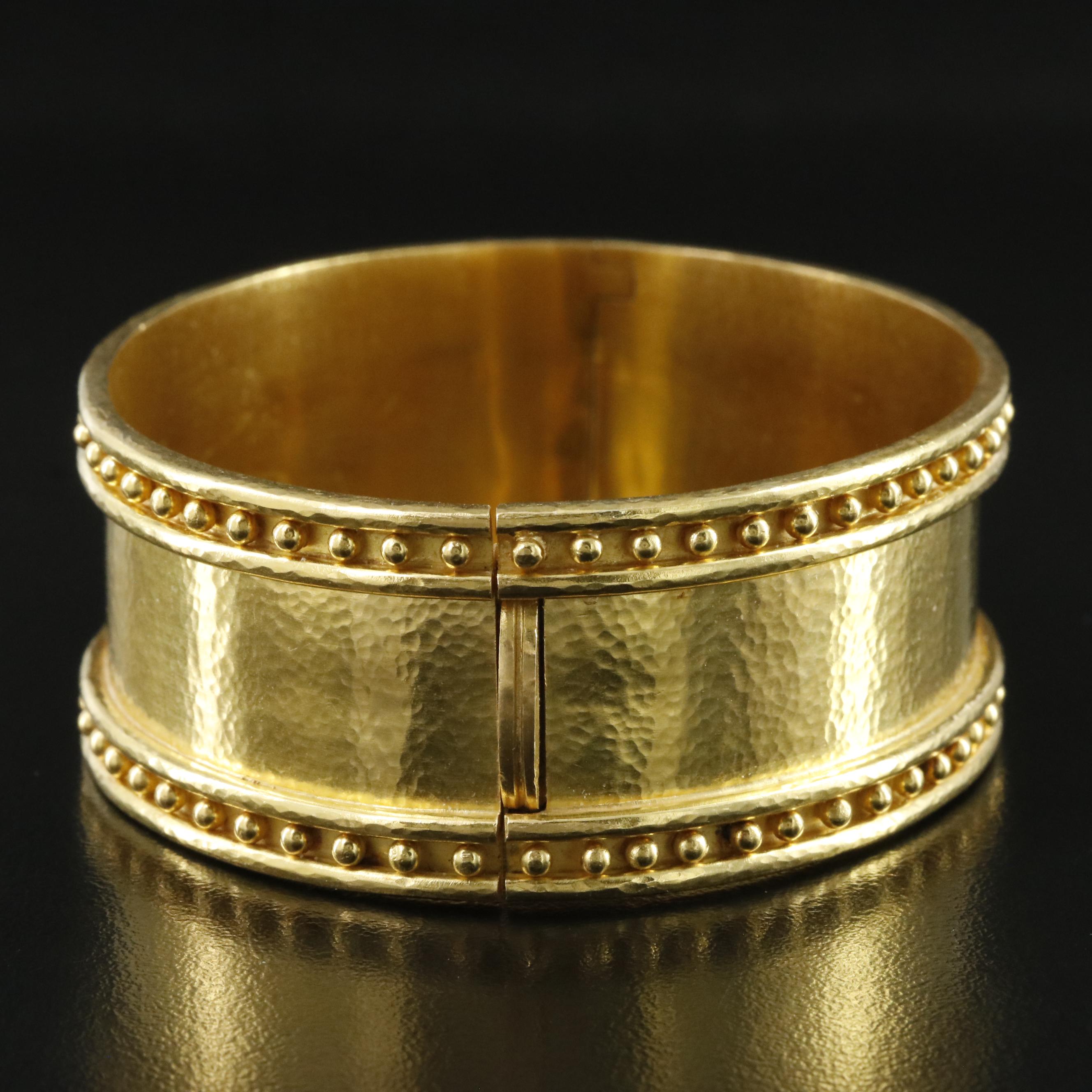 Elizabeth Locke 19K Granulated Wide Bangle Bracelet