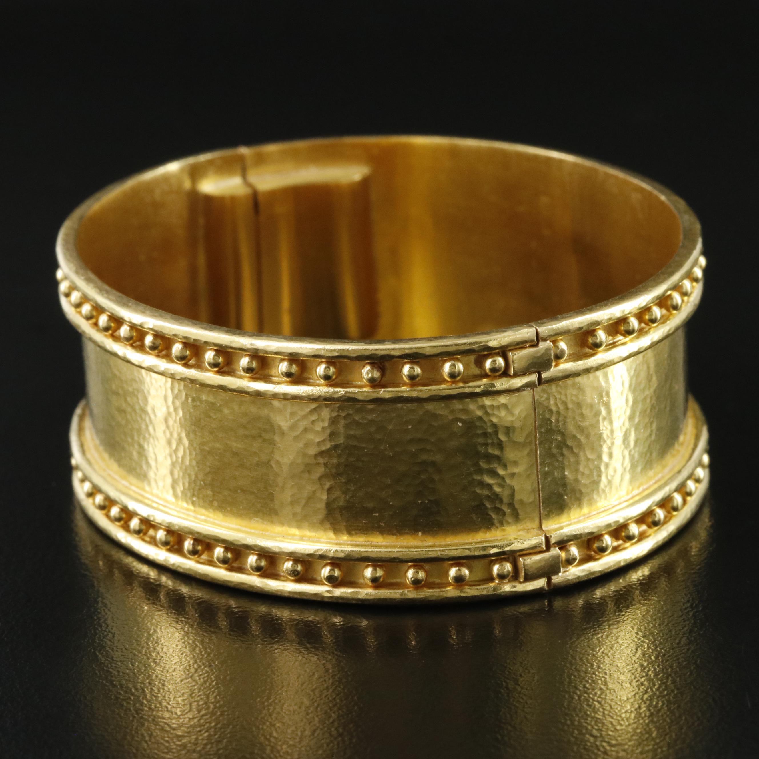 Elizabeth Locke 19K Granulated Wide Bangle Bracelet