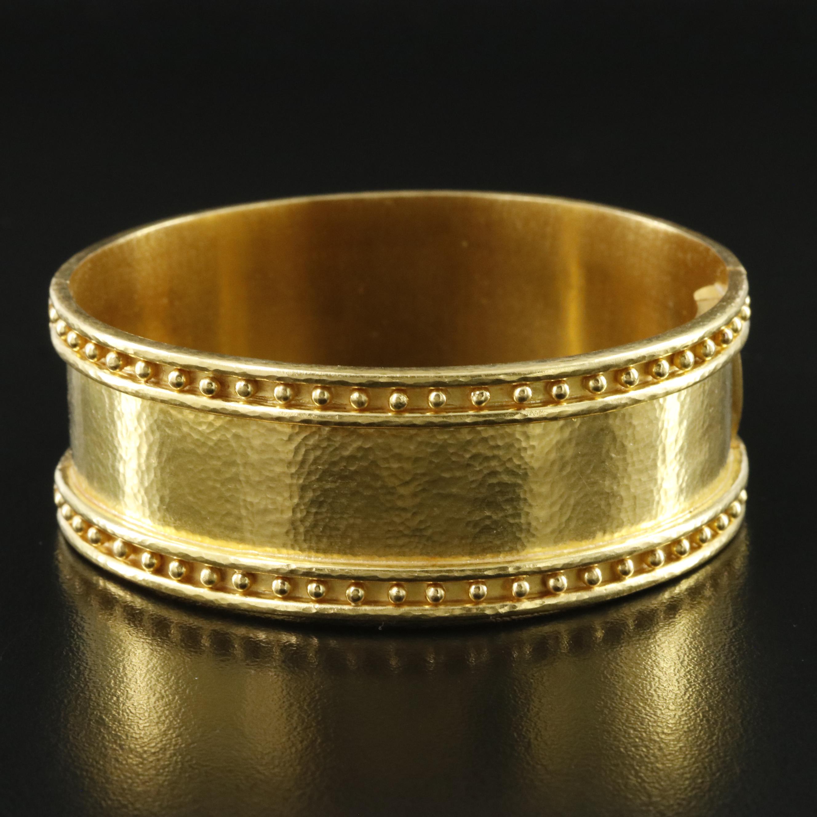 Elizabeth Locke 19K Granulated Wide Bangle Bracelet