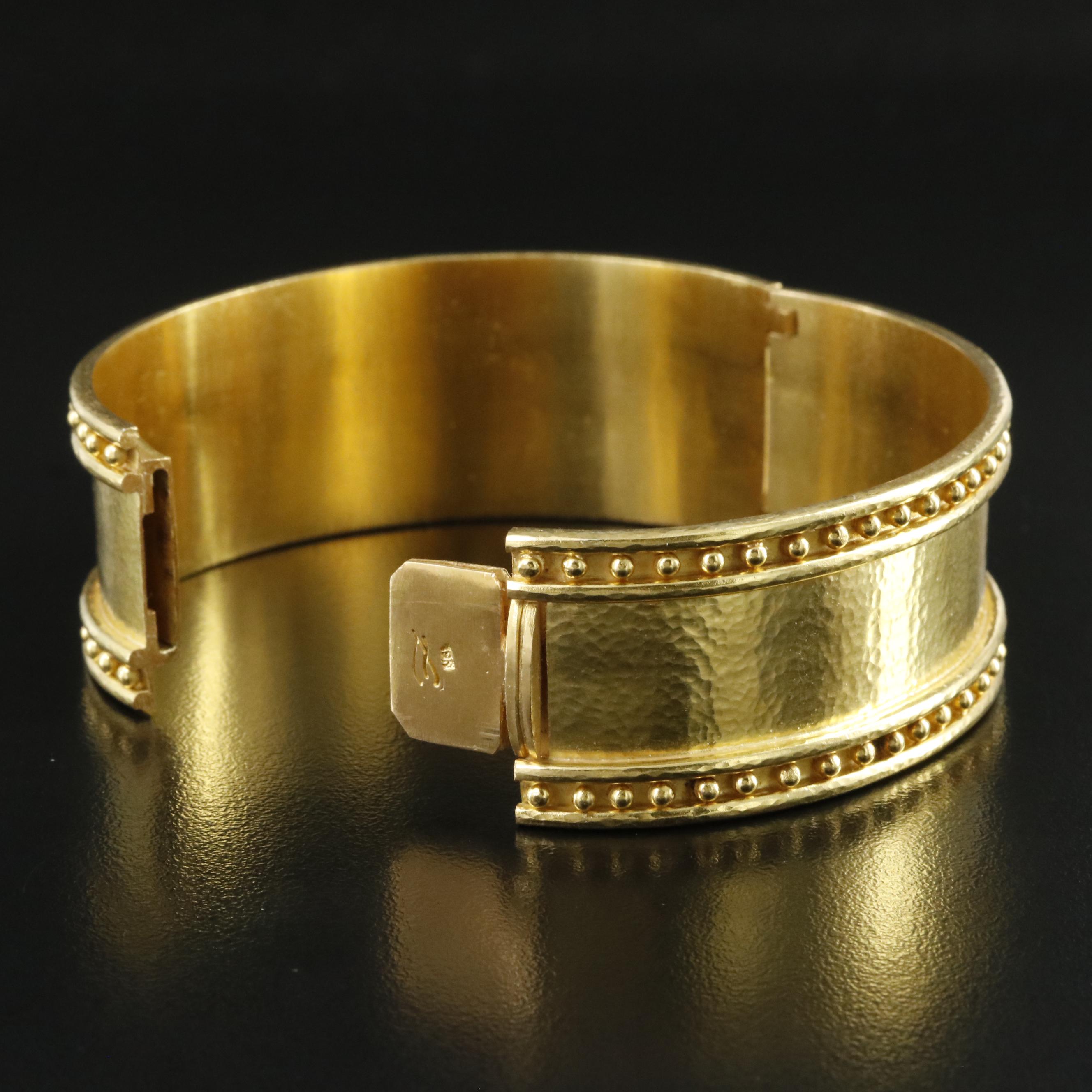 Elizabeth Locke 19K Granulated Wide Bangle Bracelet