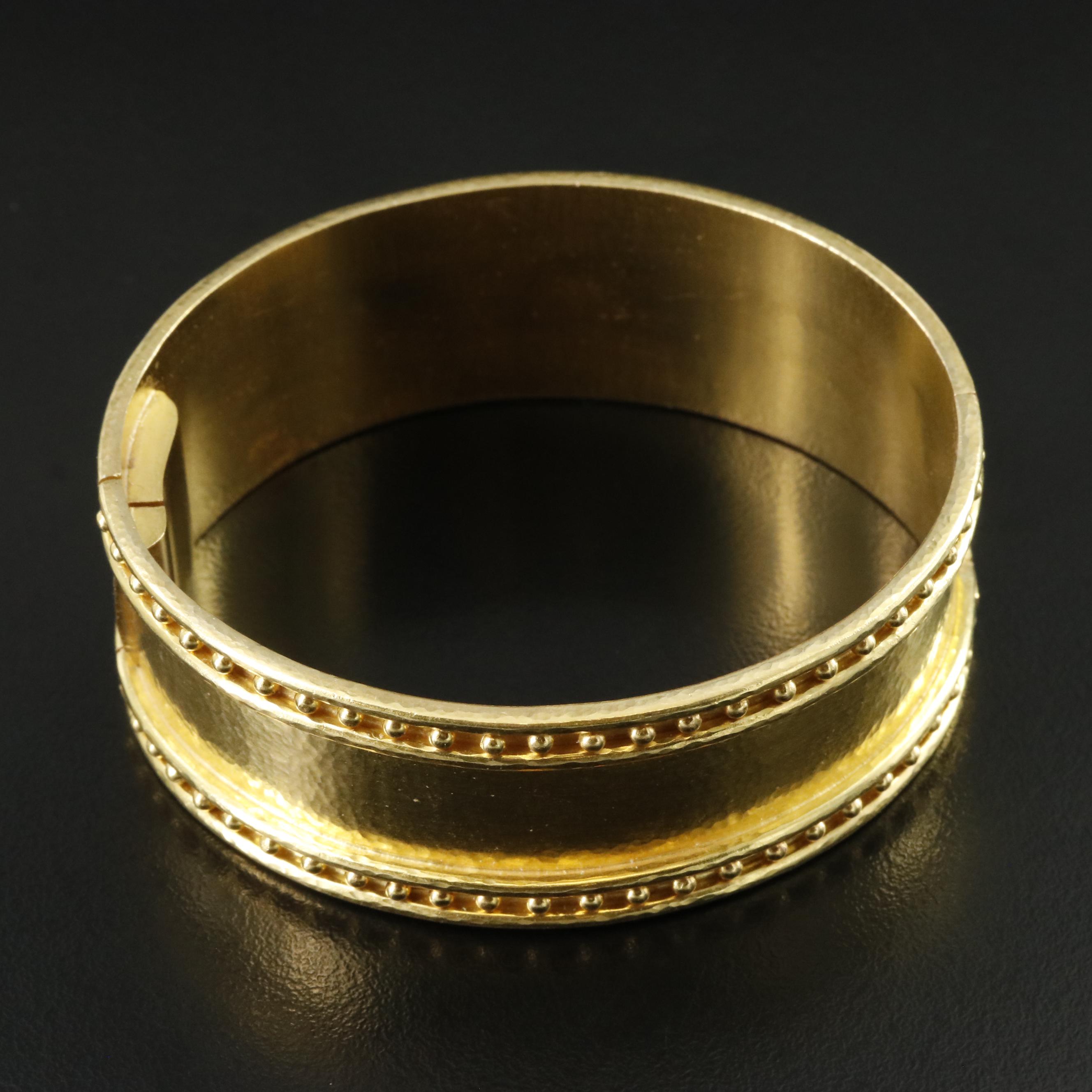 Elizabeth Locke 19K Granulated Wide Bangle Bracelet