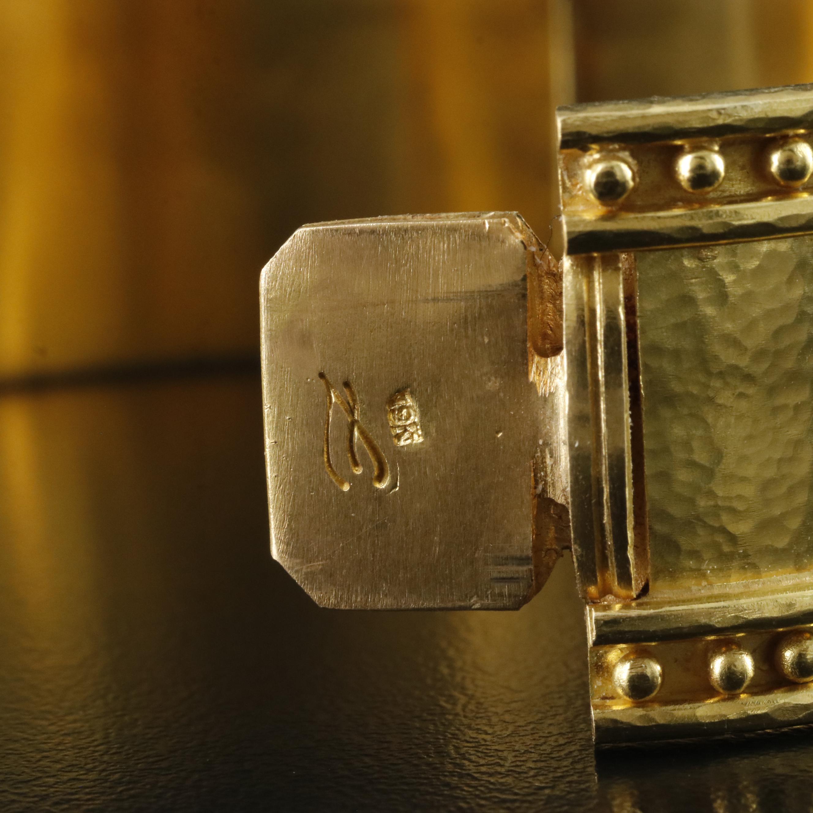 Elizabeth Locke 19K Granulated Wide Bangle Bracelet