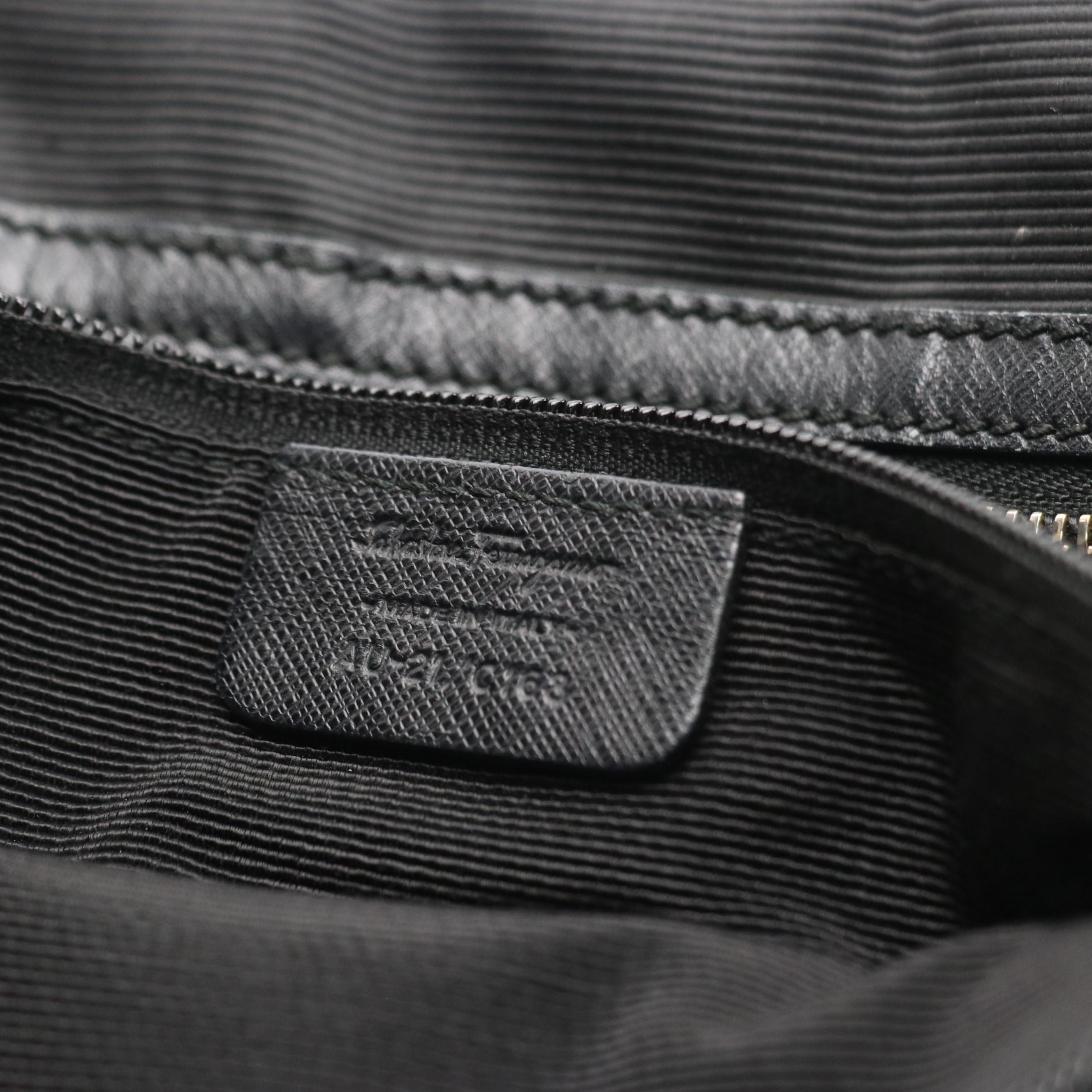 Salvatore Ferragamo Vara Bow Shoulder Bag in Black Nylon and Leather Trim