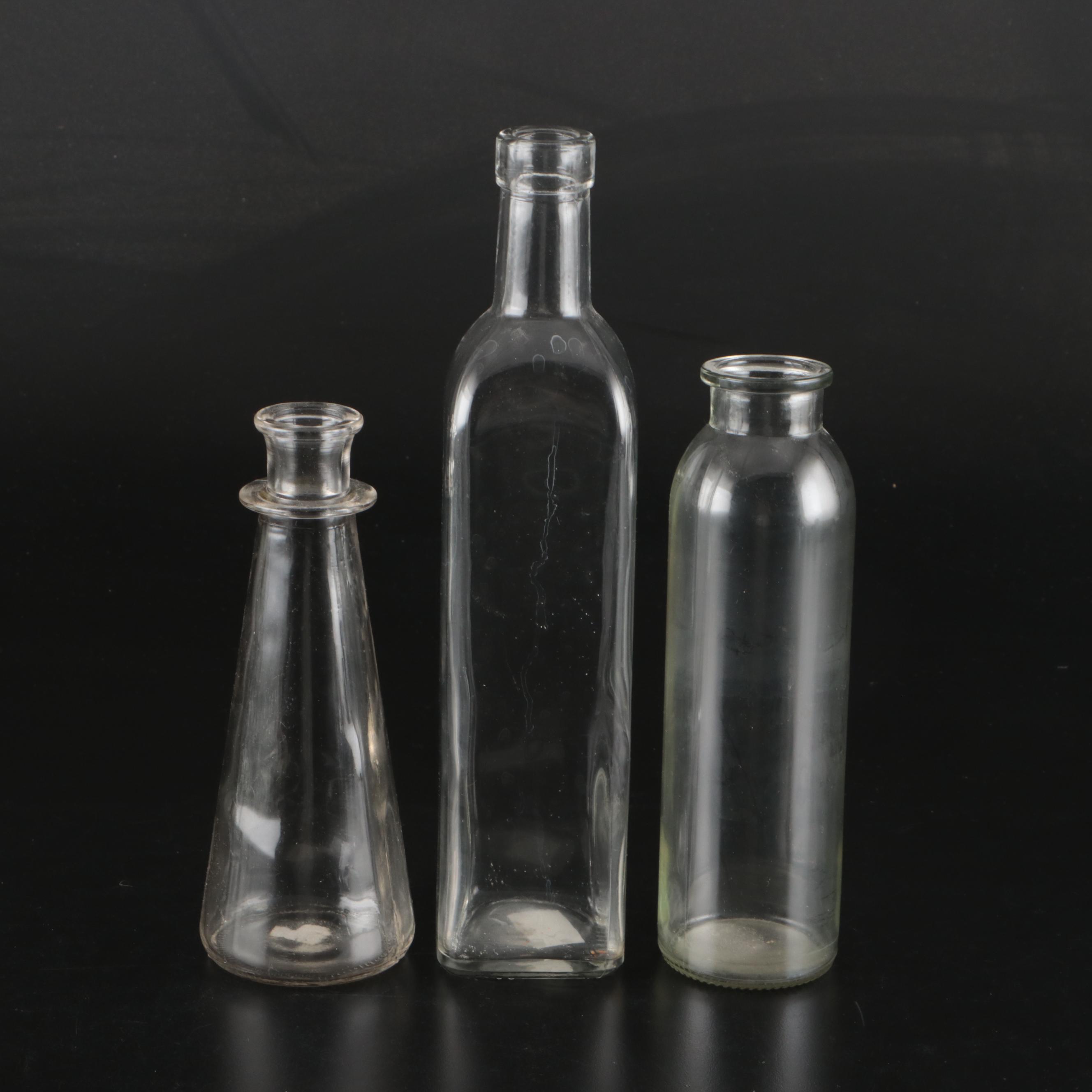 Arcoroc French Glass Bowl with Other Glass Tableware and Bottles