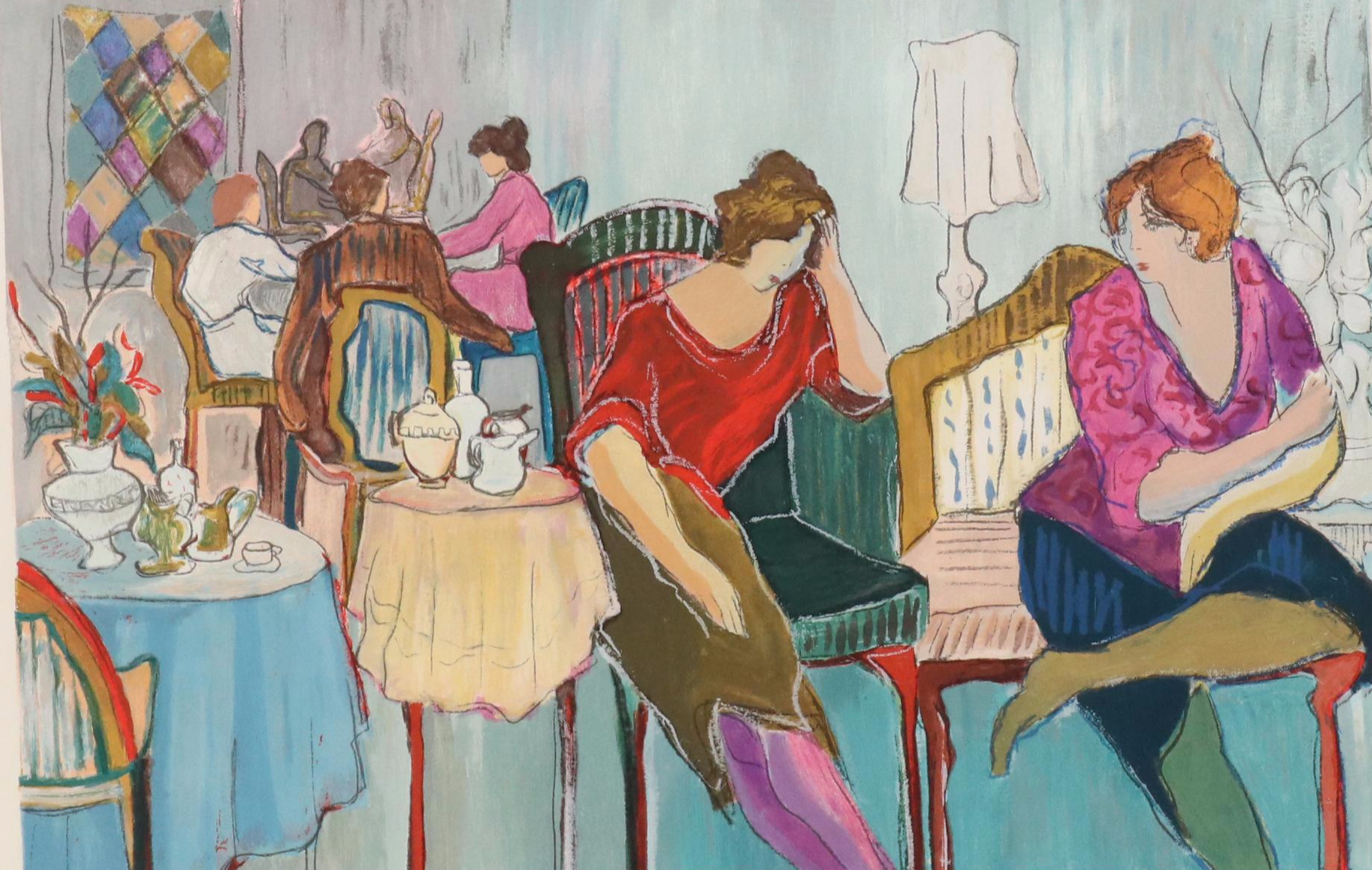 Patricia Govezensky Serigraph "Cafe Royal," Late 20th Century