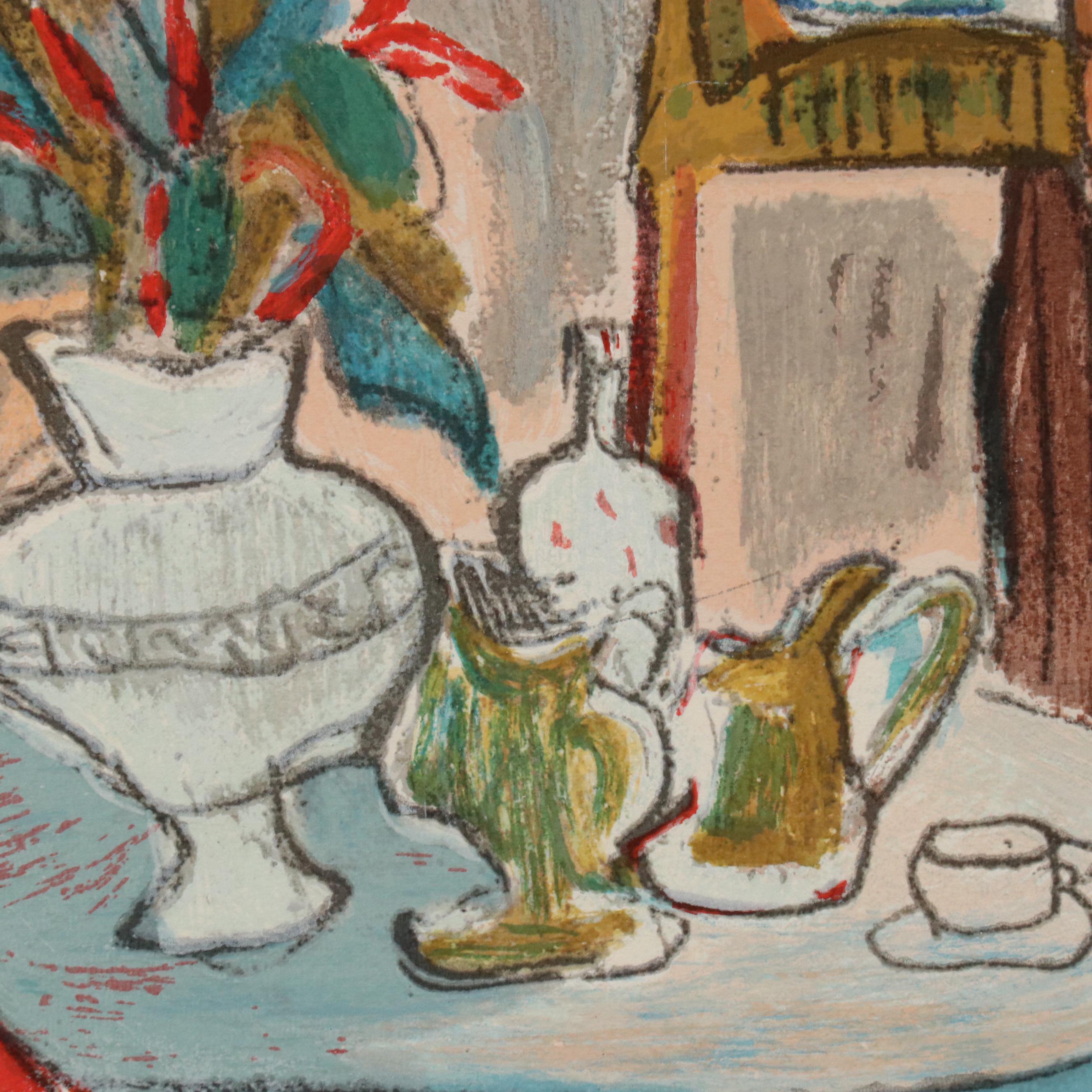 Patricia Govezensky Serigraph "Cafe Royal," Late 20th Century