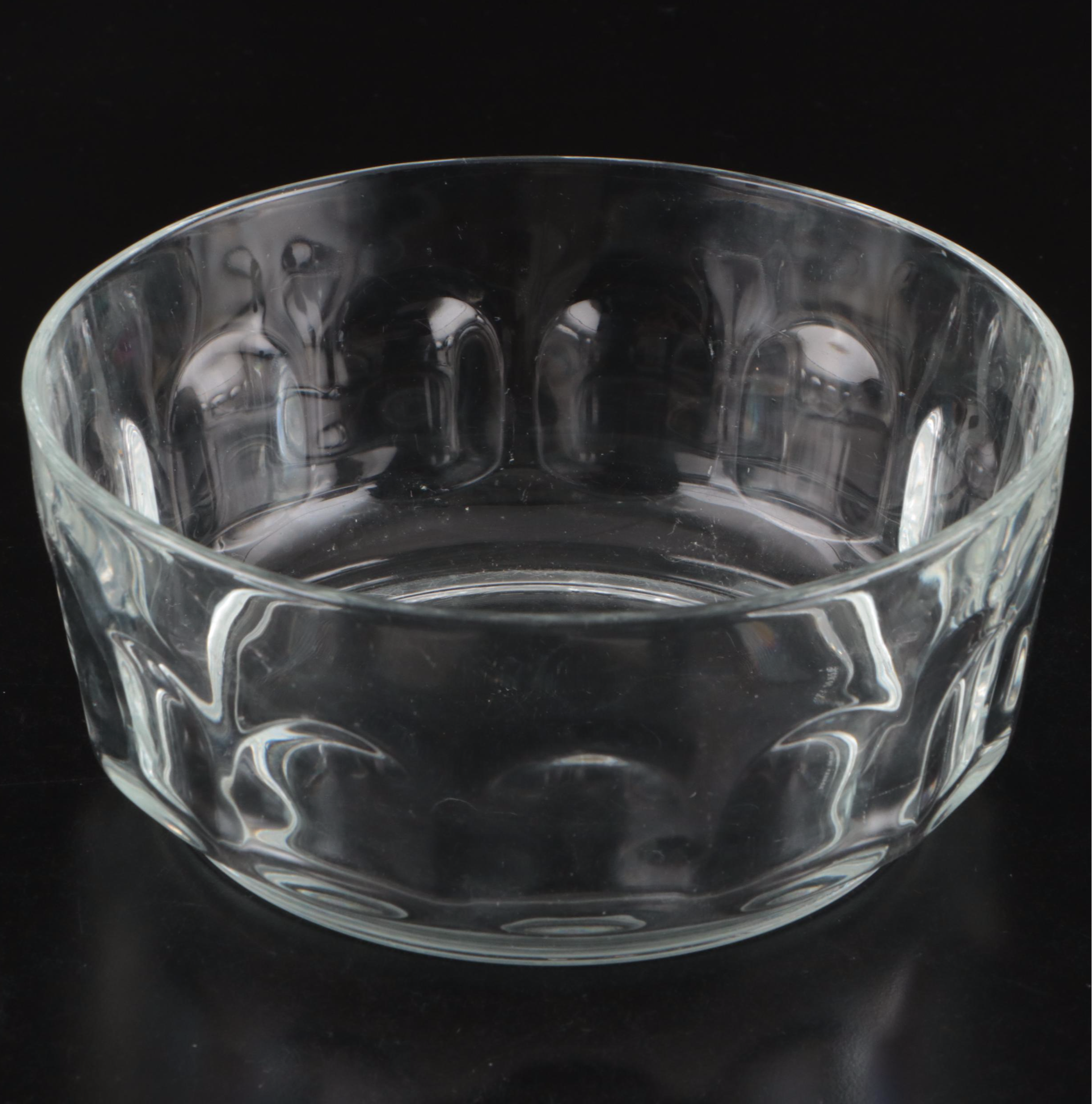 Arcoroc French Glass Bowl with Other Glass Tableware and Bottles