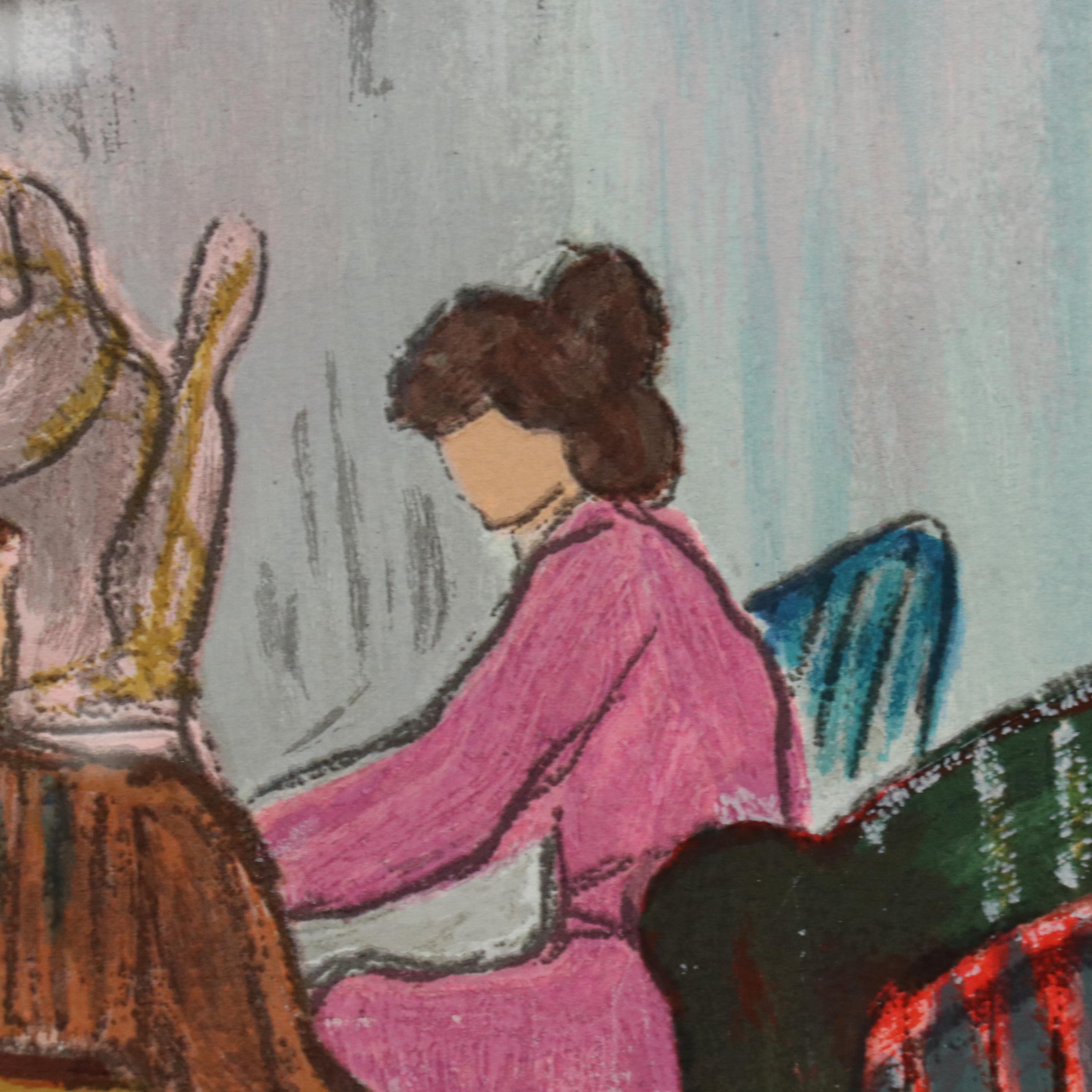 Patricia Govezensky Serigraph "Cafe Royal," Late 20th Century