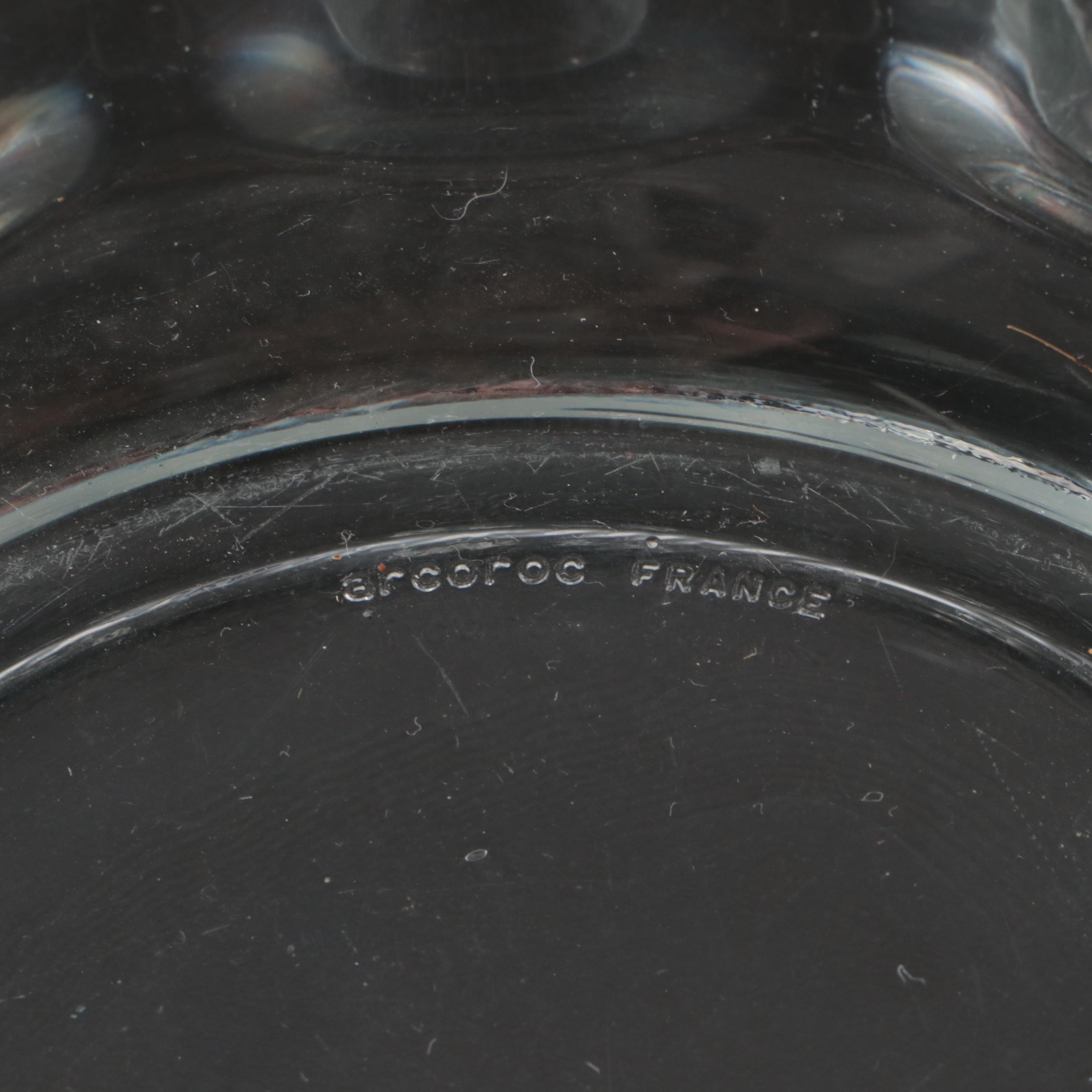 Arcoroc French Glass Bowl with Other Glass Tableware and Bottles