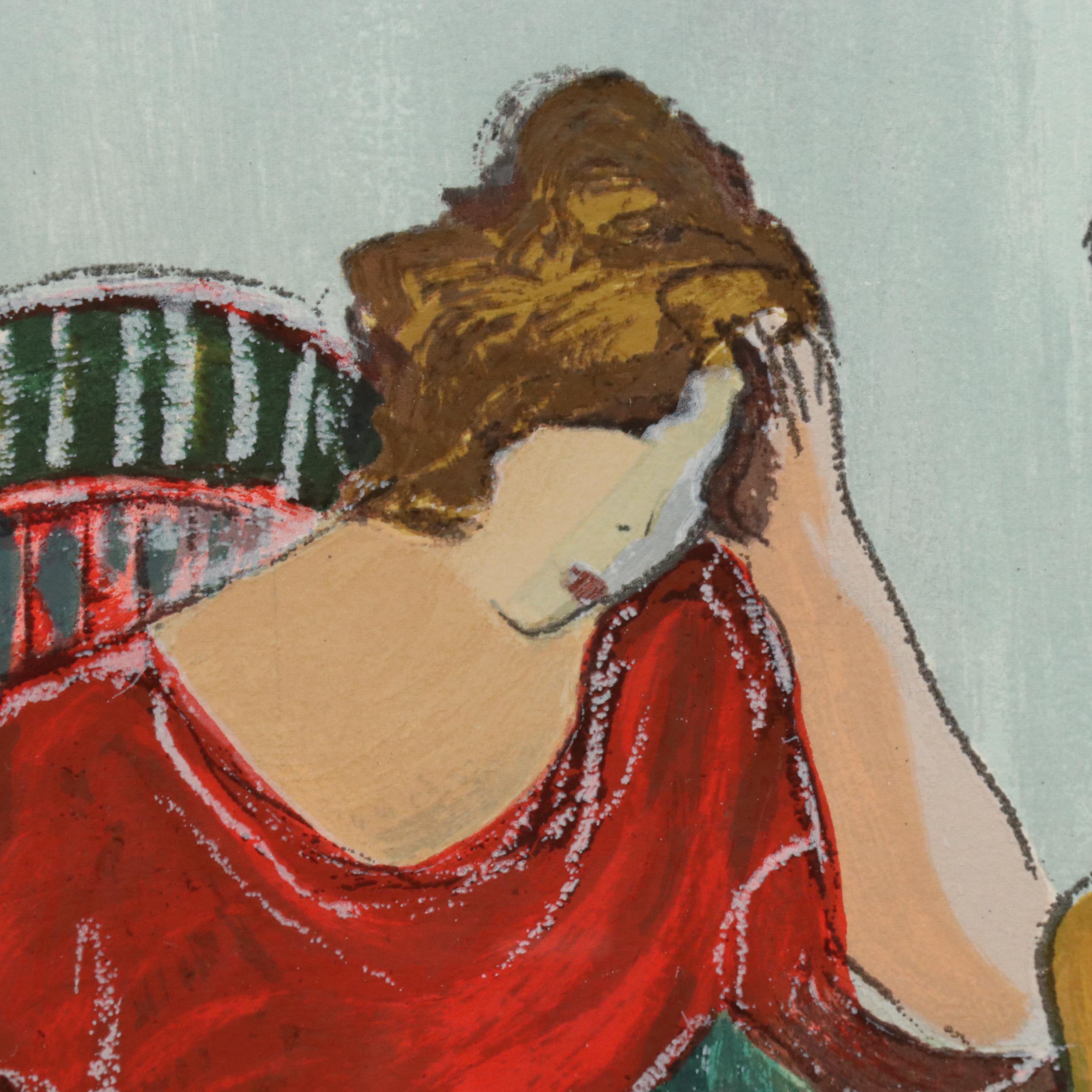 Patricia Govezensky Serigraph "Cafe Royal," Late 20th Century