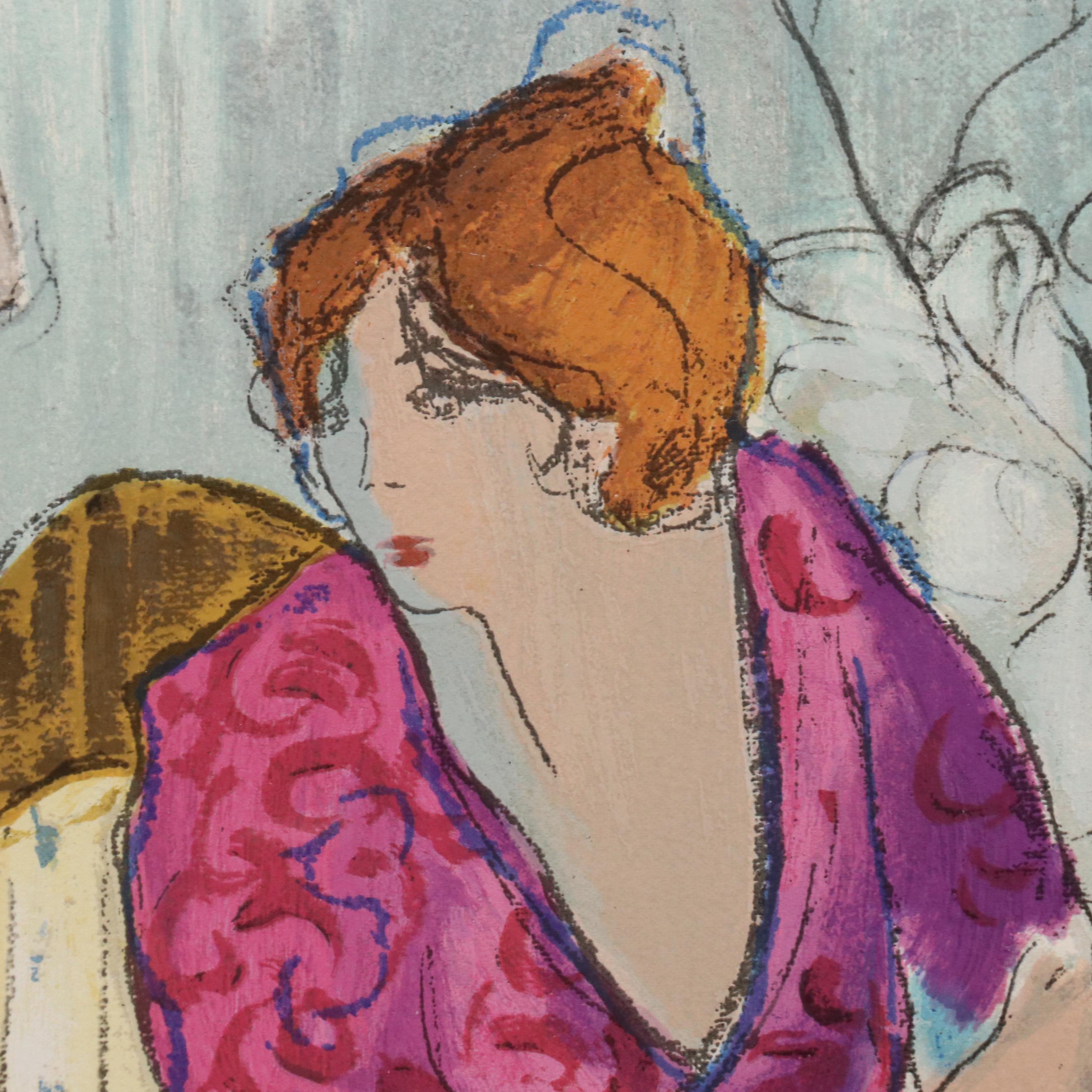 Patricia Govezensky Serigraph "Cafe Royal," Late 20th Century