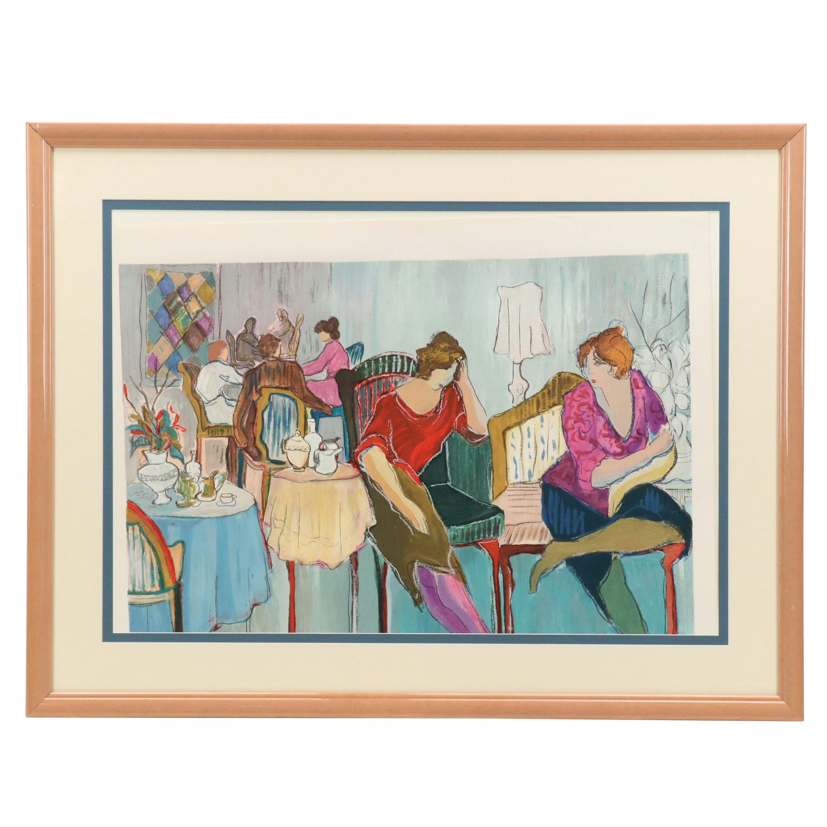 Patricia Govezensky Serigraph "Cafe Royal," Late 20th Century