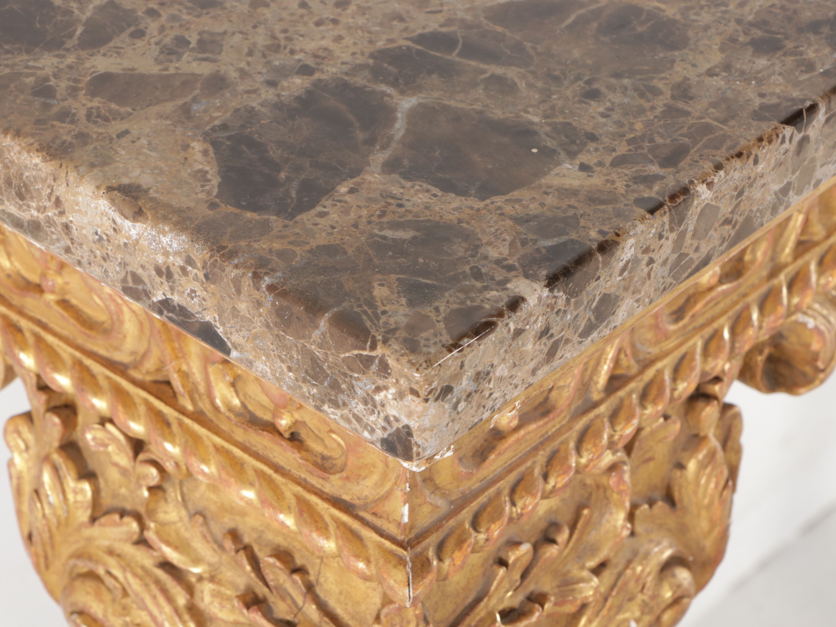 George III Giltwood Wall Mount Console Table with Marble Top