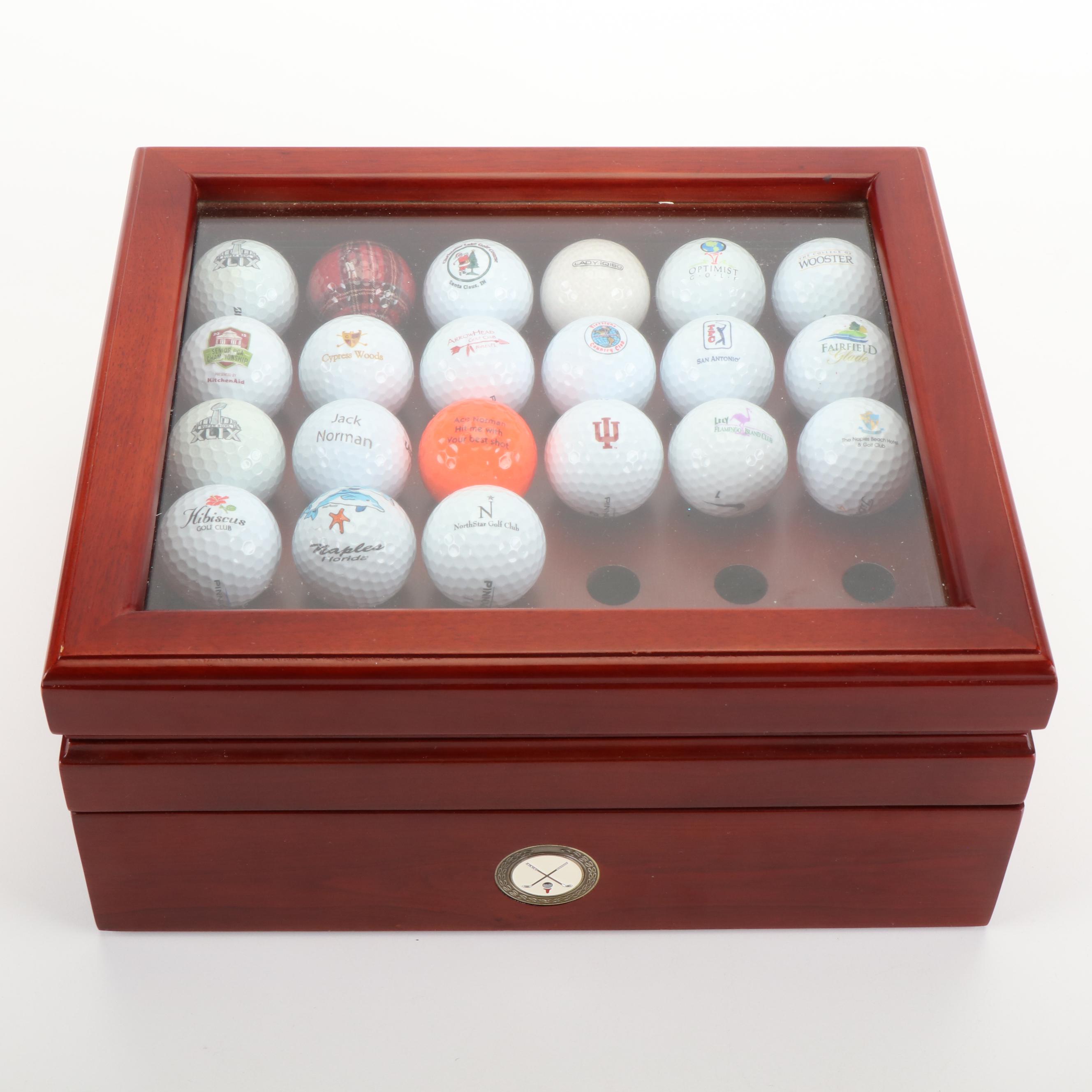 Wooden Golf Ball Storage Case with Golf Balls