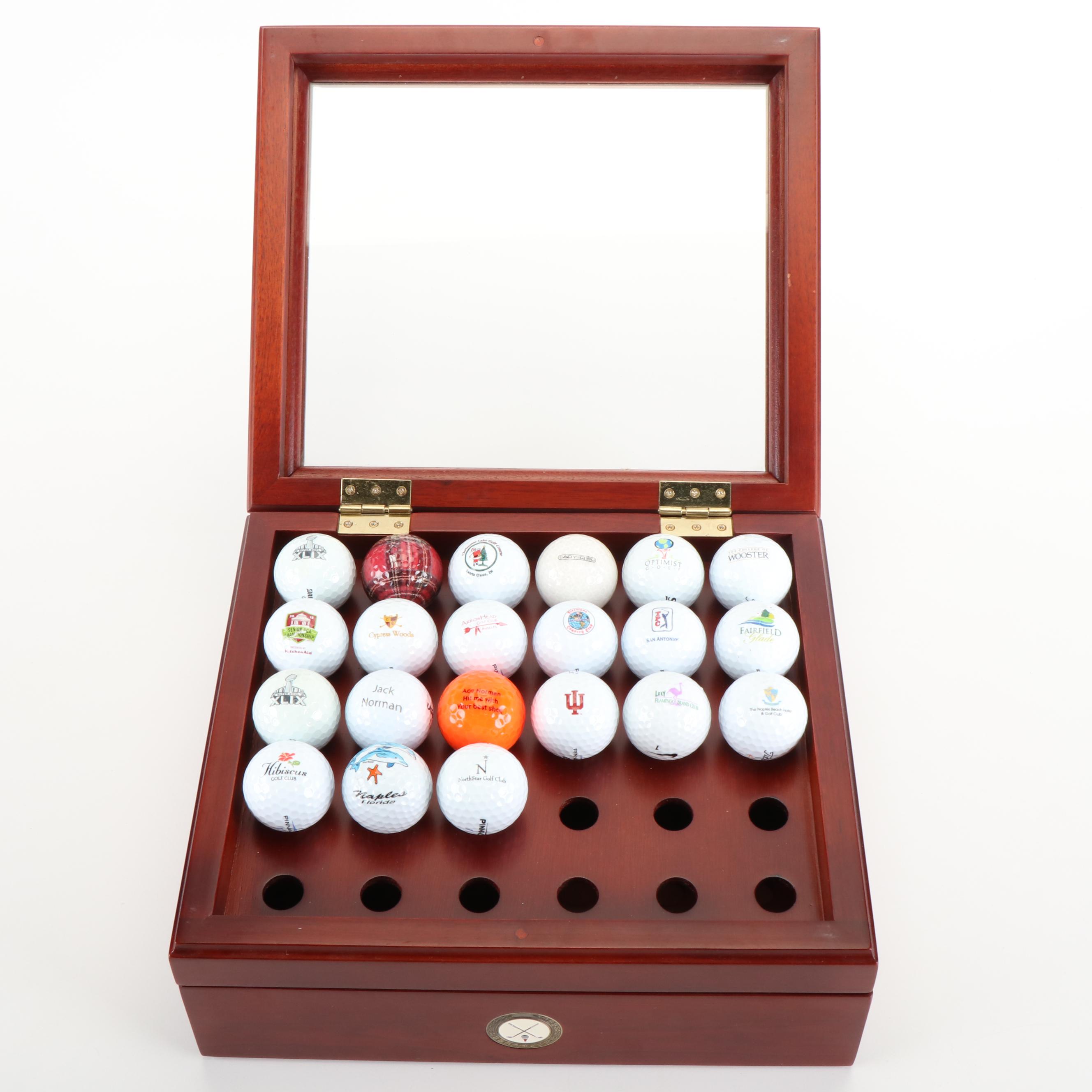 Wooden Golf Ball Storage Case with Golf Balls