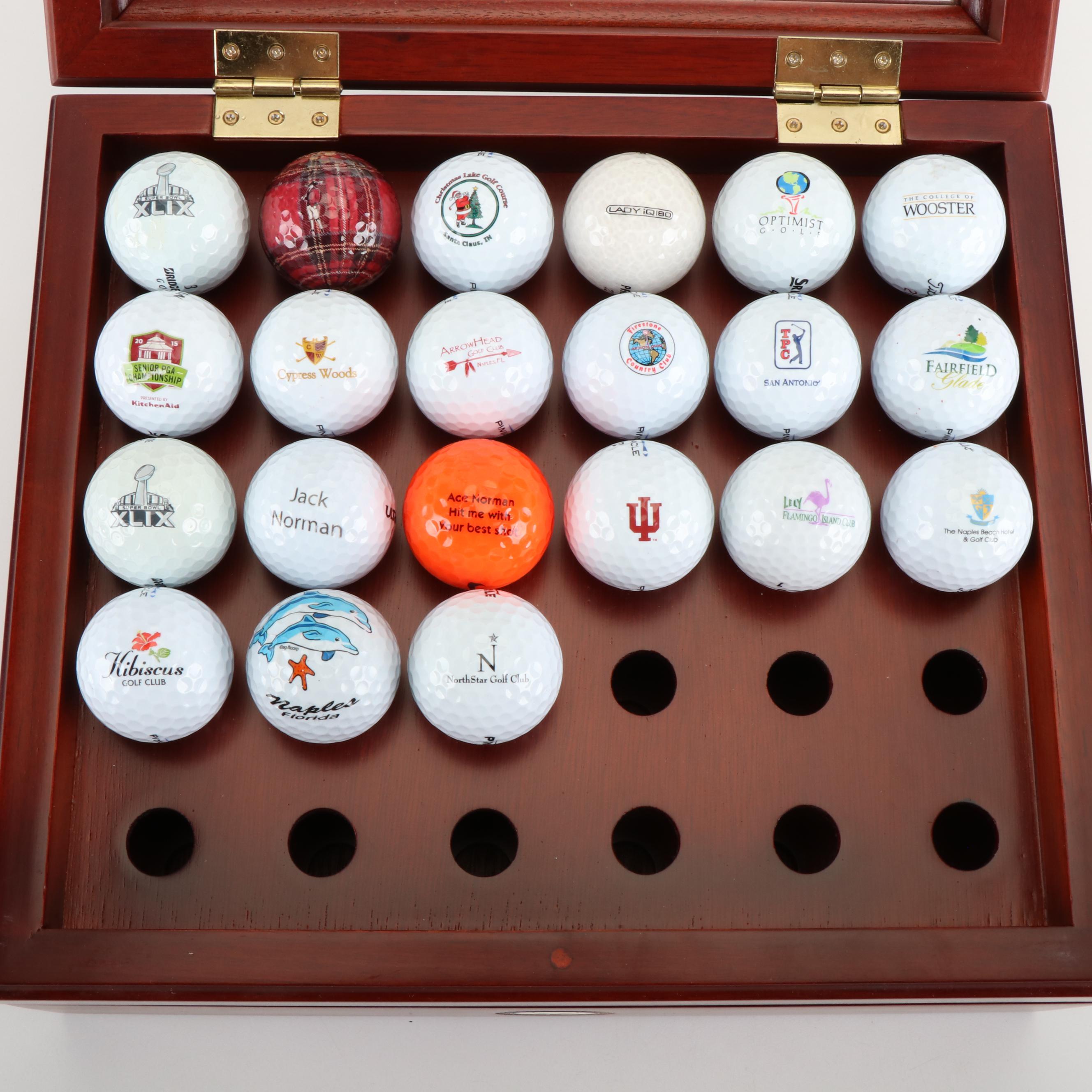Wooden Golf Ball Storage Case with Golf Balls