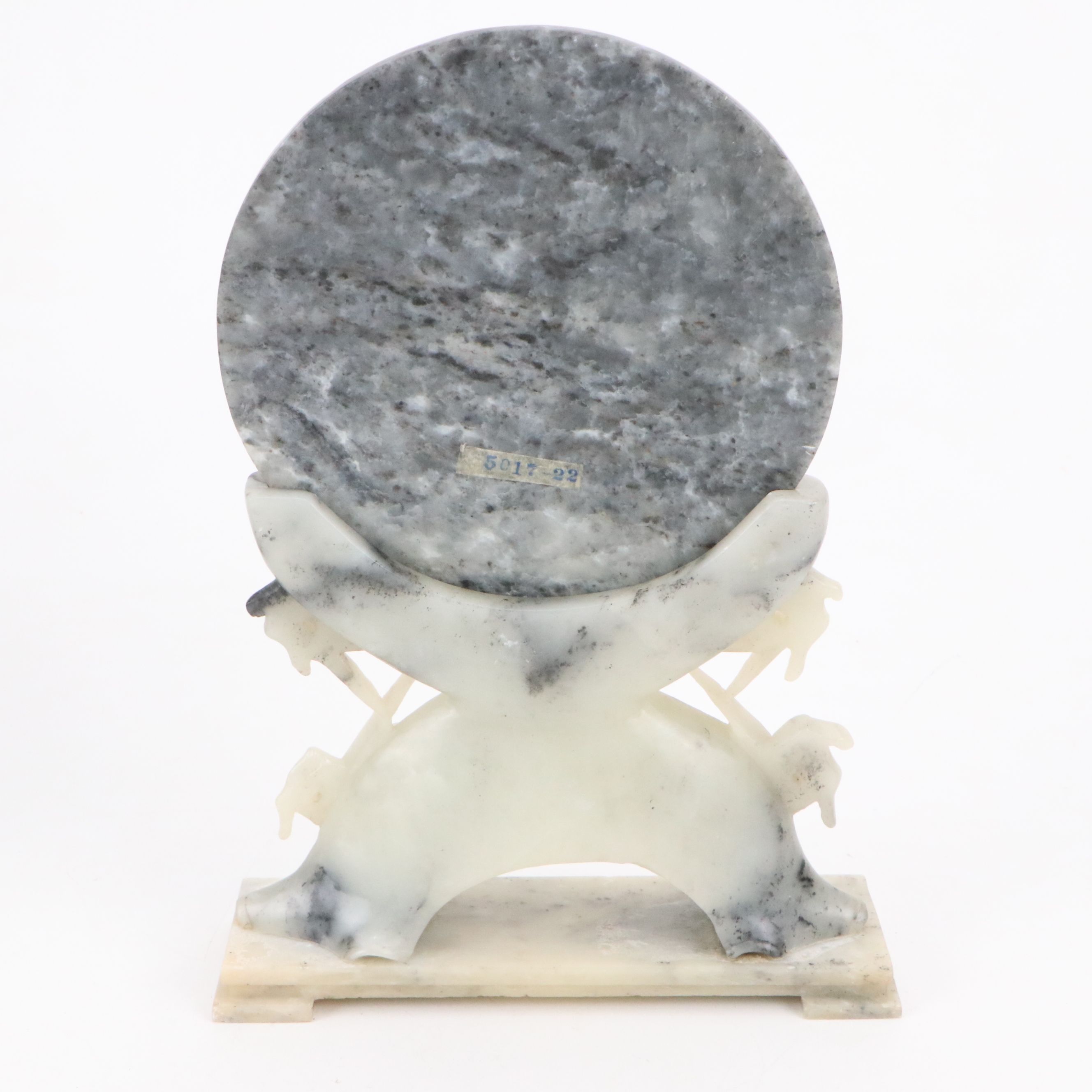 Chinese Koi and Lotus Soapstone Carving with Integrated Stand