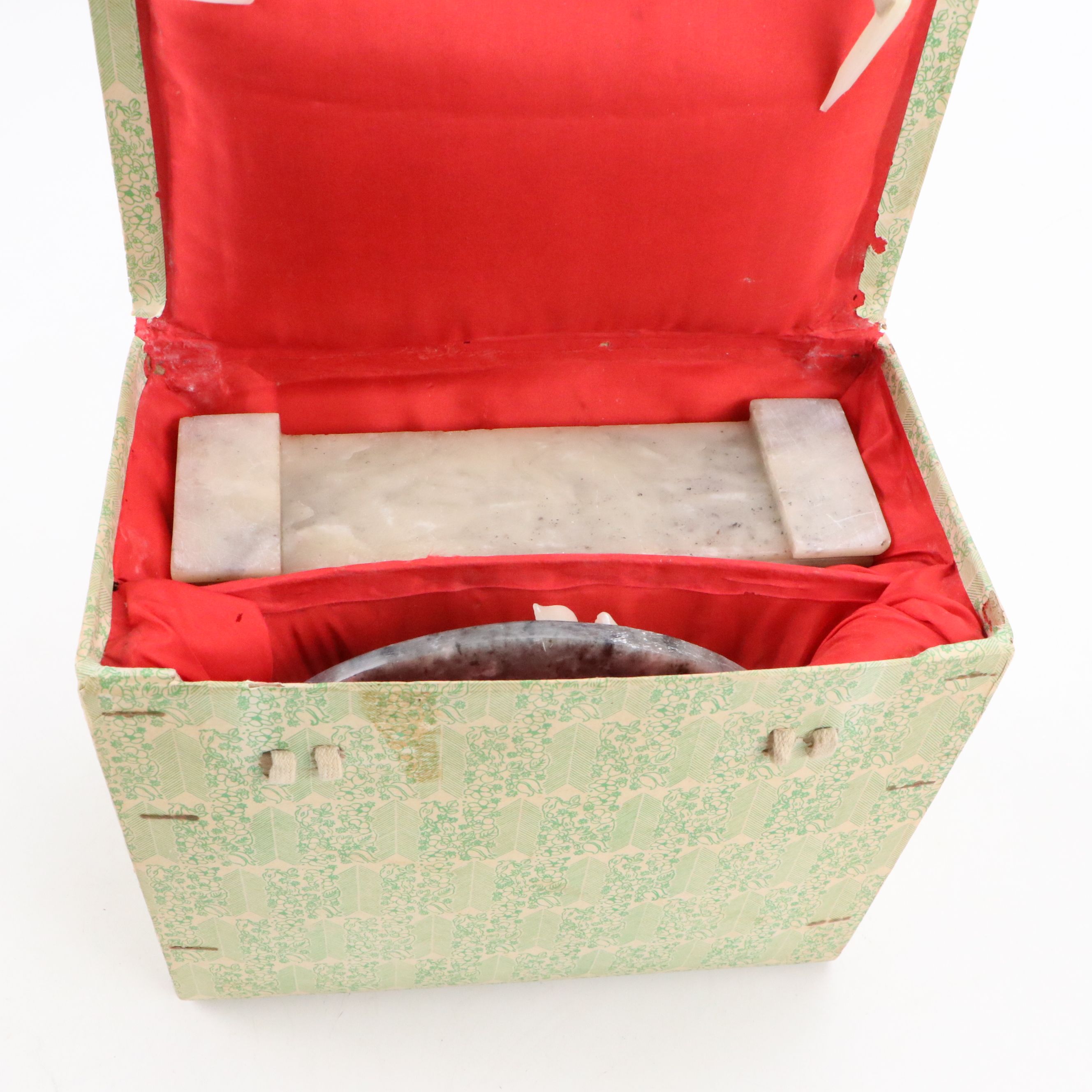 Chinese Koi and Lotus Soapstone Carving with Integrated Stand