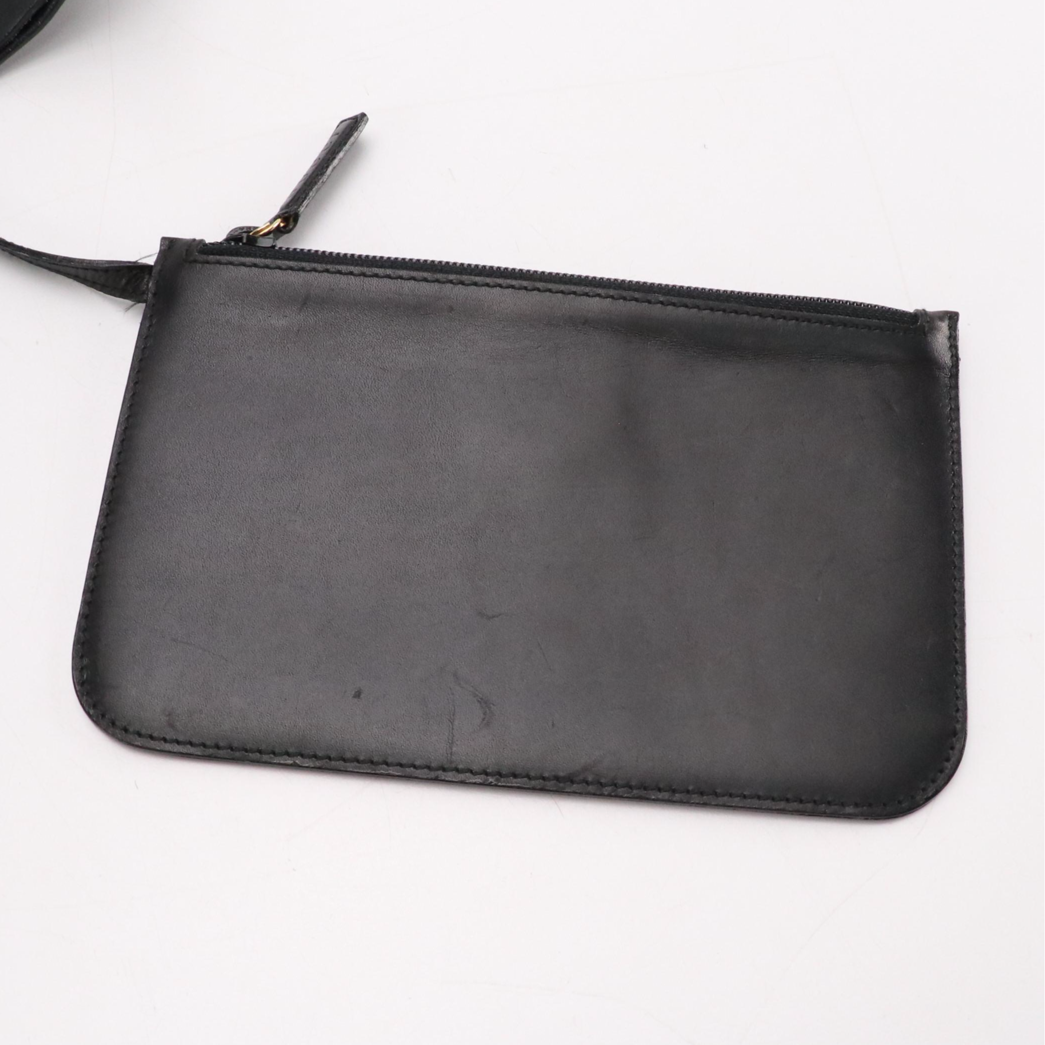 Gucci Bamboo Handle Vertical Shoulder Bag/Tote and Zip Pouch in Black Leather