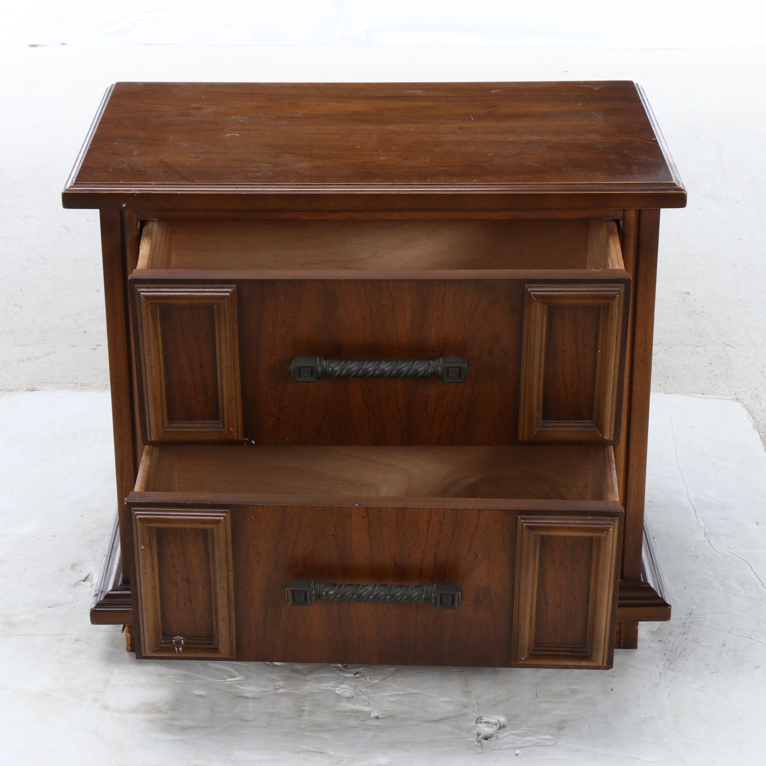 Walnut Veneer Two-Drawer Cabinet