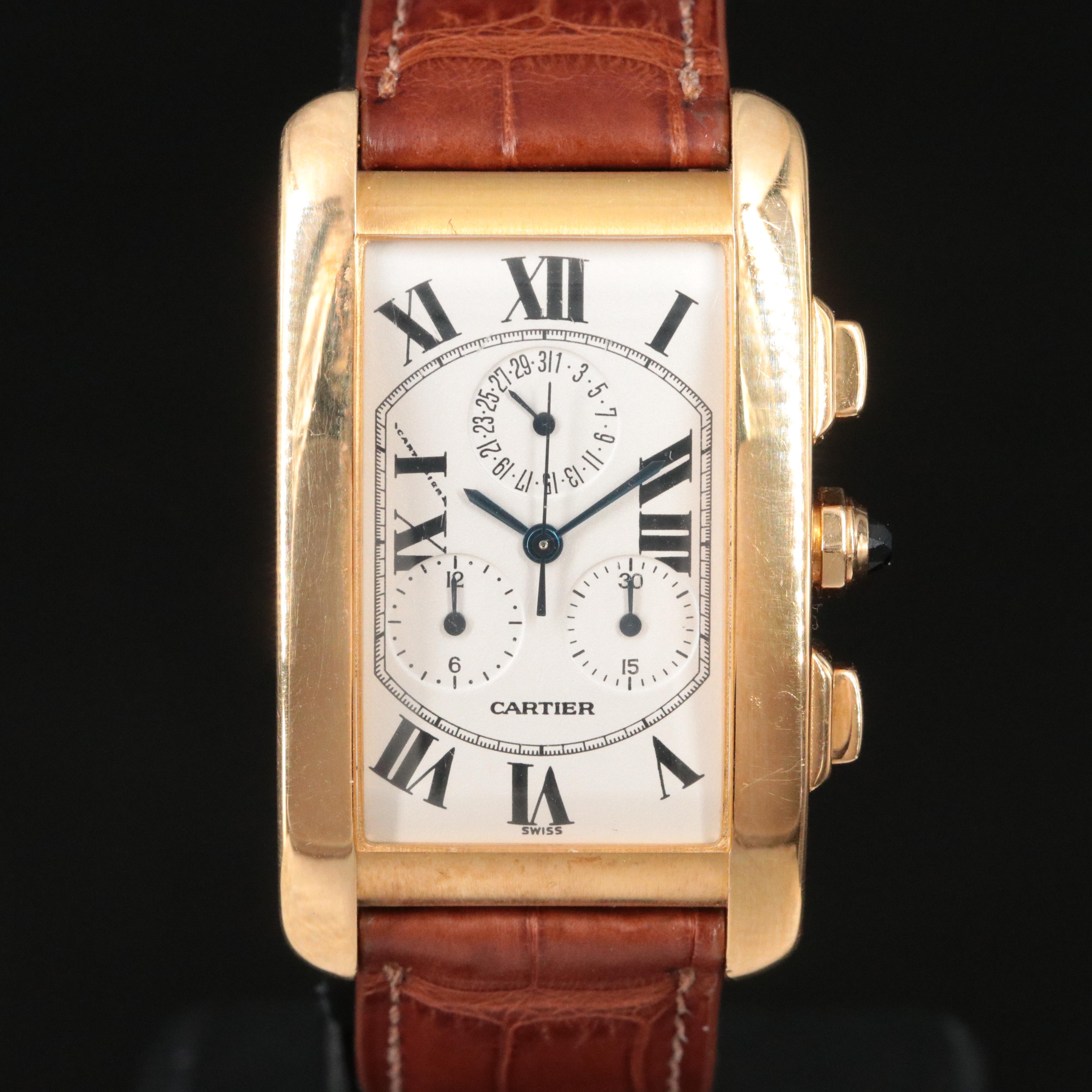 Cartier Tank Américaine 18K Gold Chronograph Watch