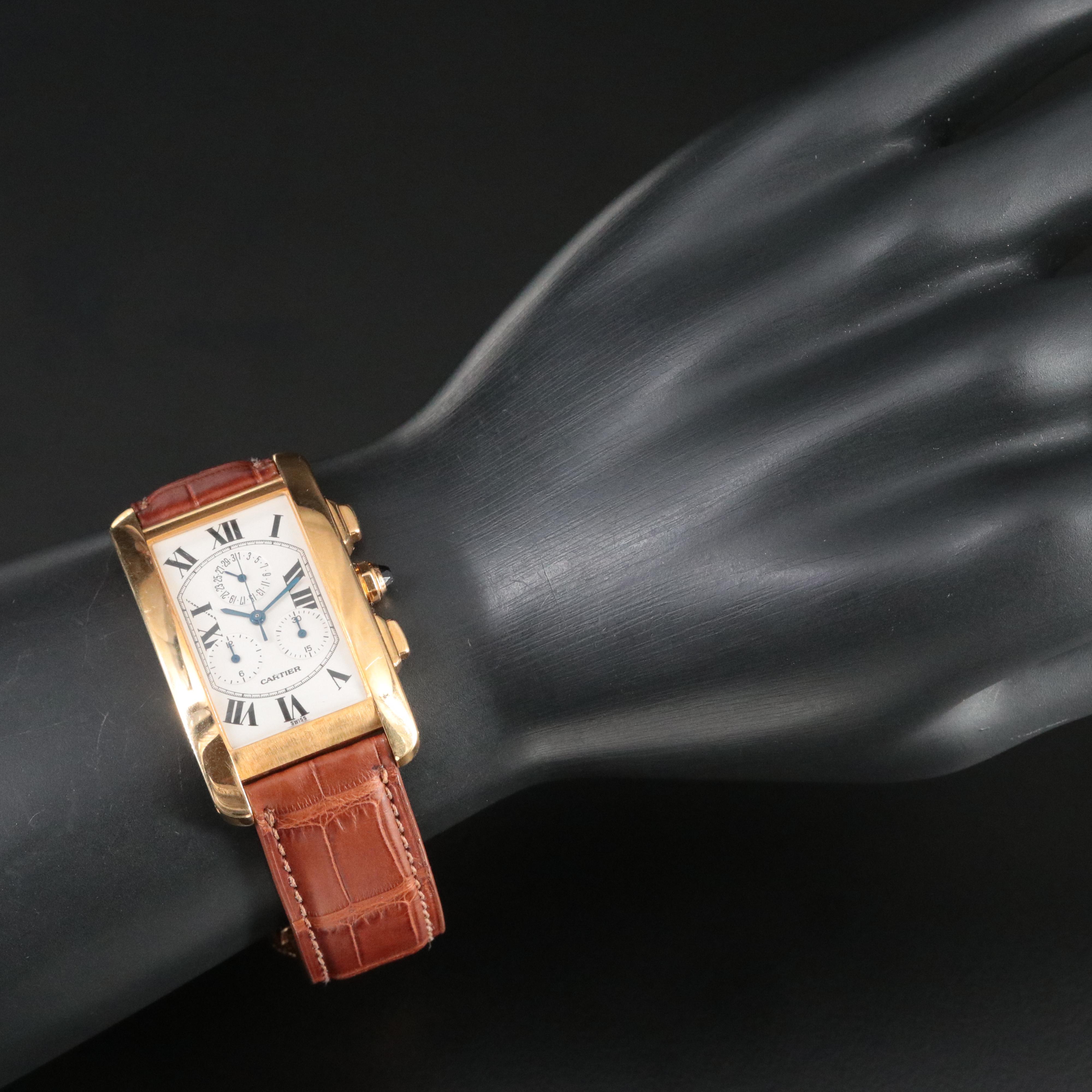 Cartier Tank Américaine 18K Gold Chronograph Watch