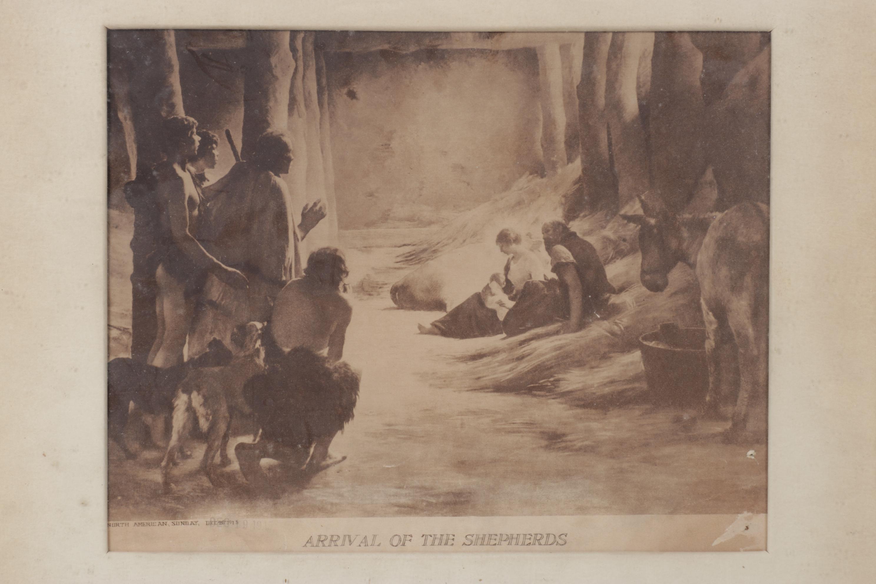 Sepia Toned Lithograph After Henri Lerolle "Arrival Of The Shepherds", 1915