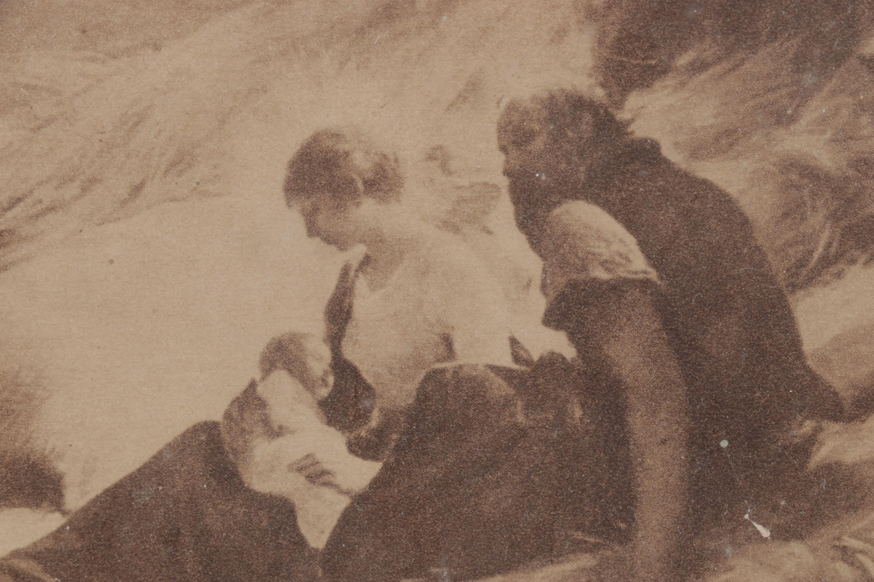 Sepia Toned Lithograph After Henri Lerolle "Arrival Of The Shepherds", 1915