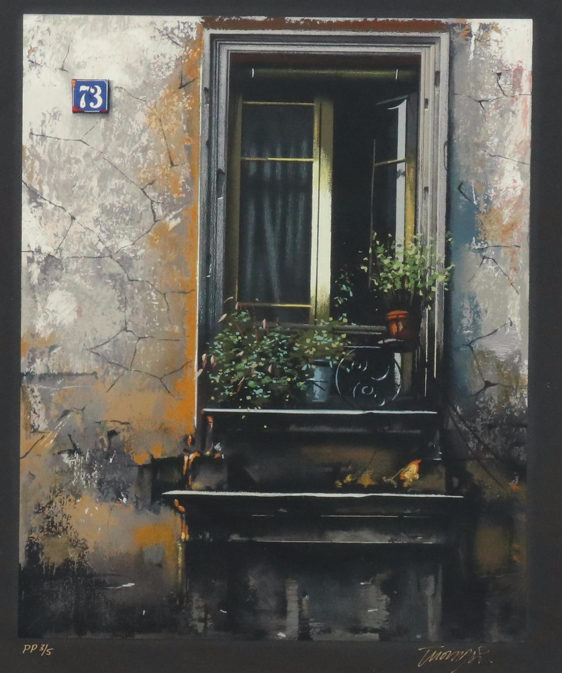 Thomas Pradzynski Serigraph of a Parisian Window, Early 21st Century