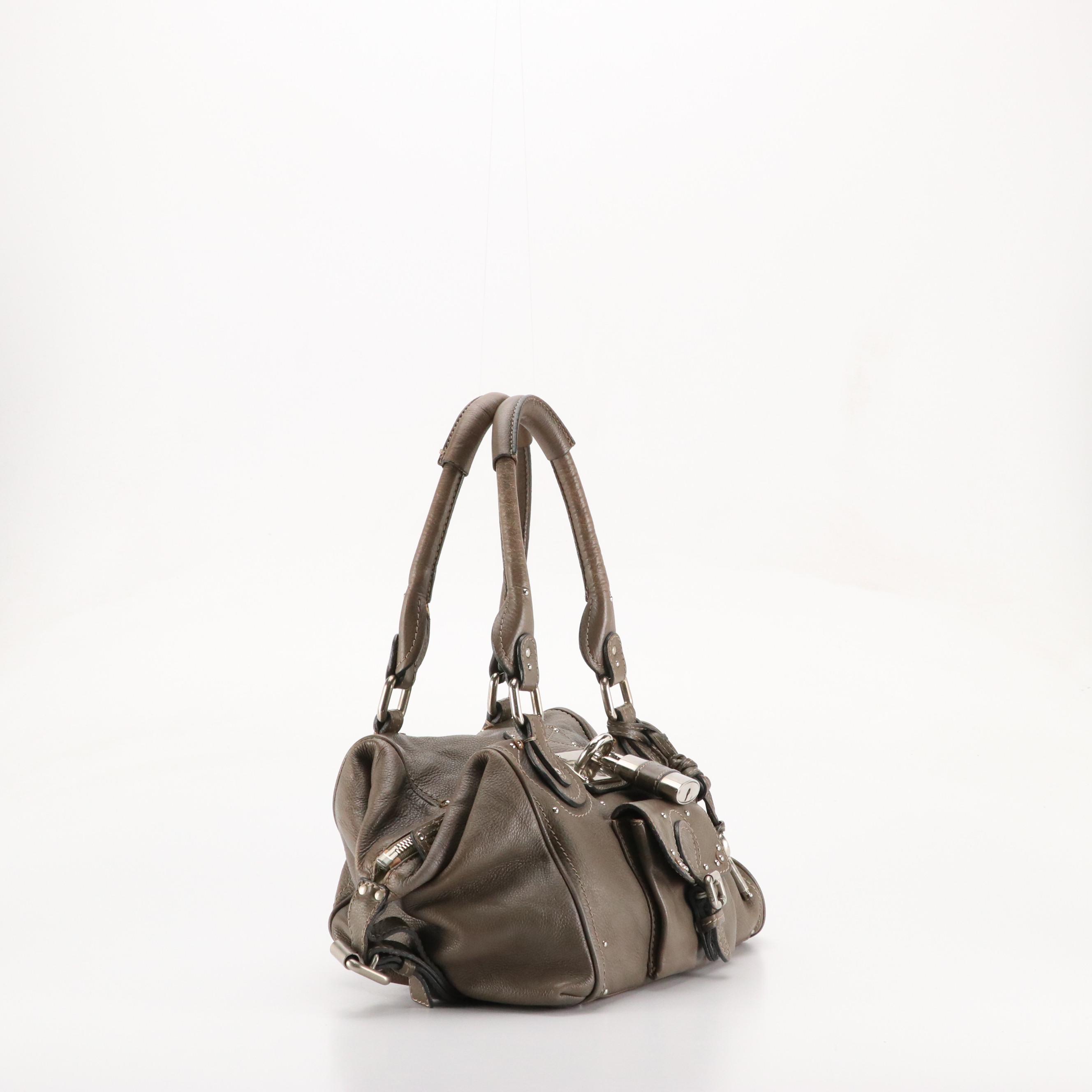 Chloé Paddington Satchel in Grey Taupe Grained Leather