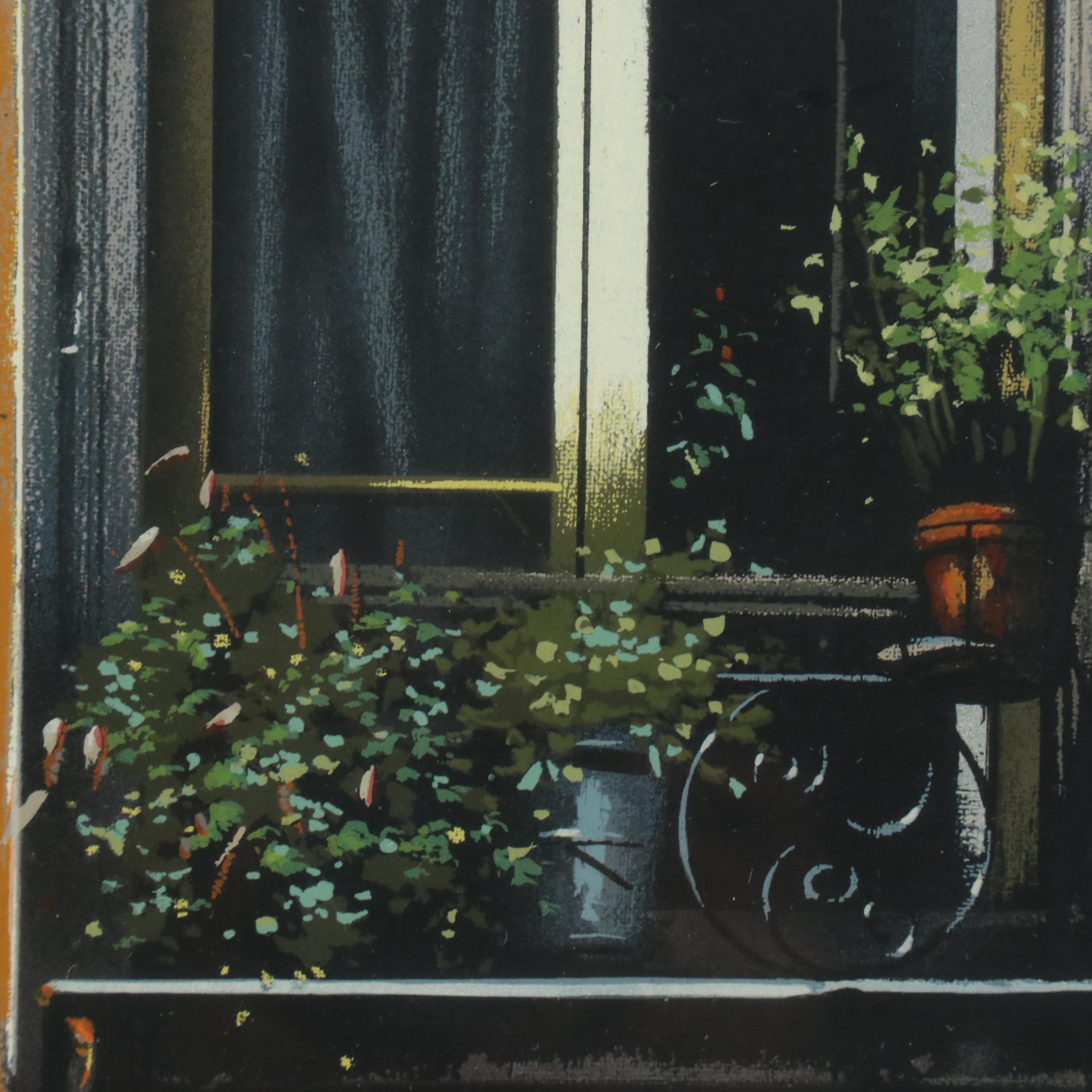 Thomas Pradzynski Serigraph of a Parisian Window, Early 21st Century