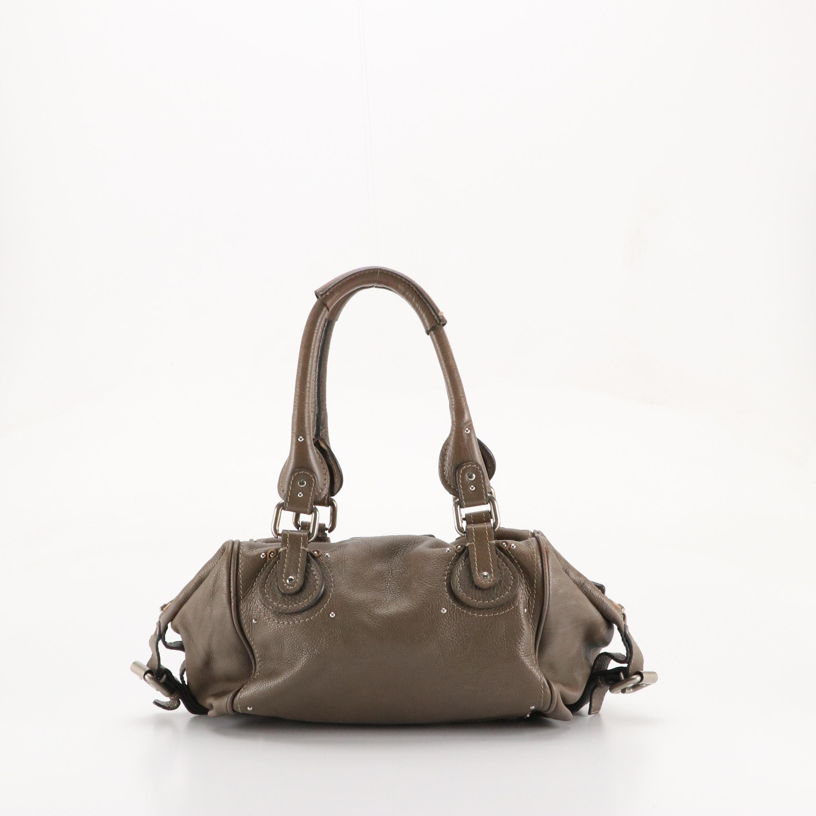 Chloé Paddington Satchel in Grey Taupe Grained Leather