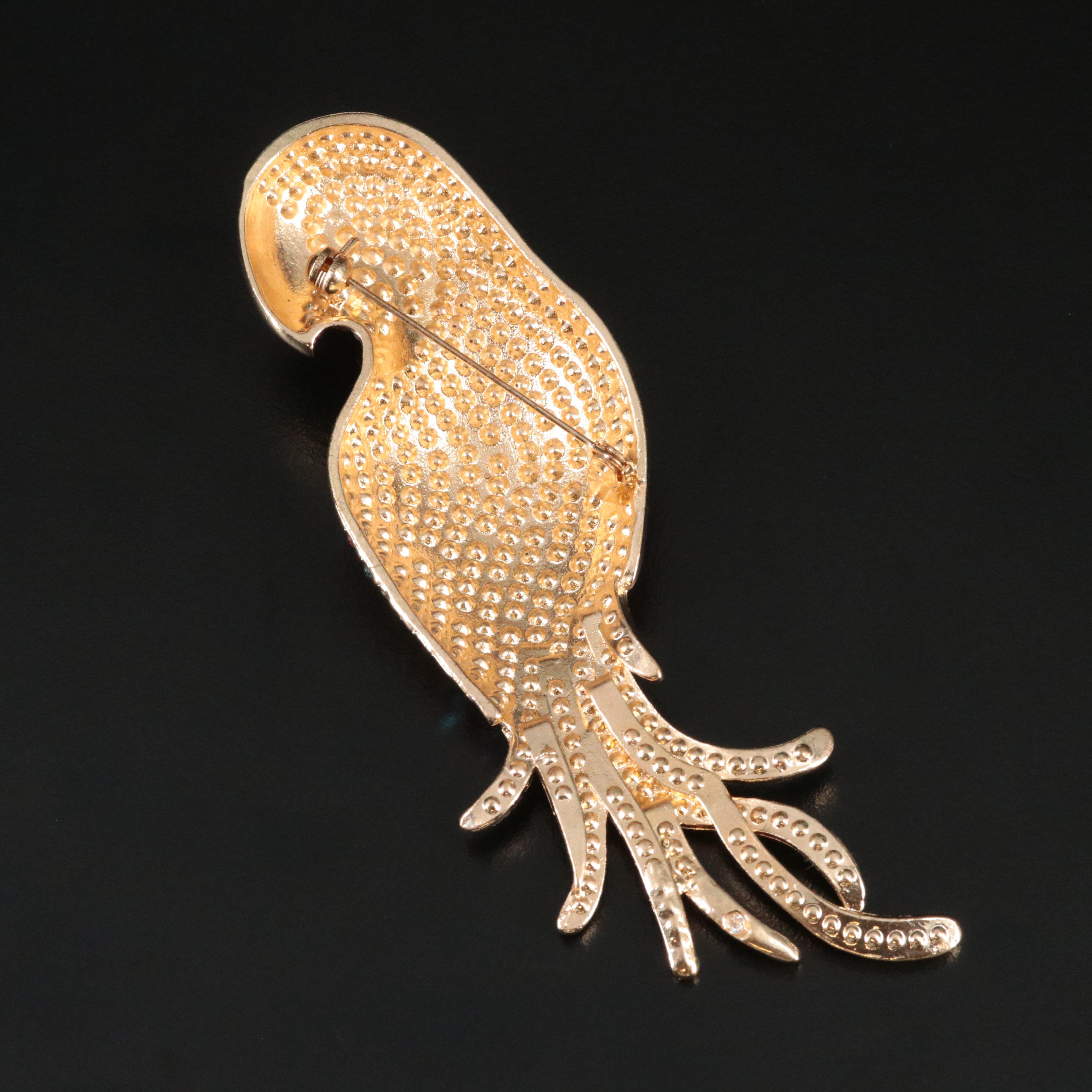 Rhinestone Parrot Brooch