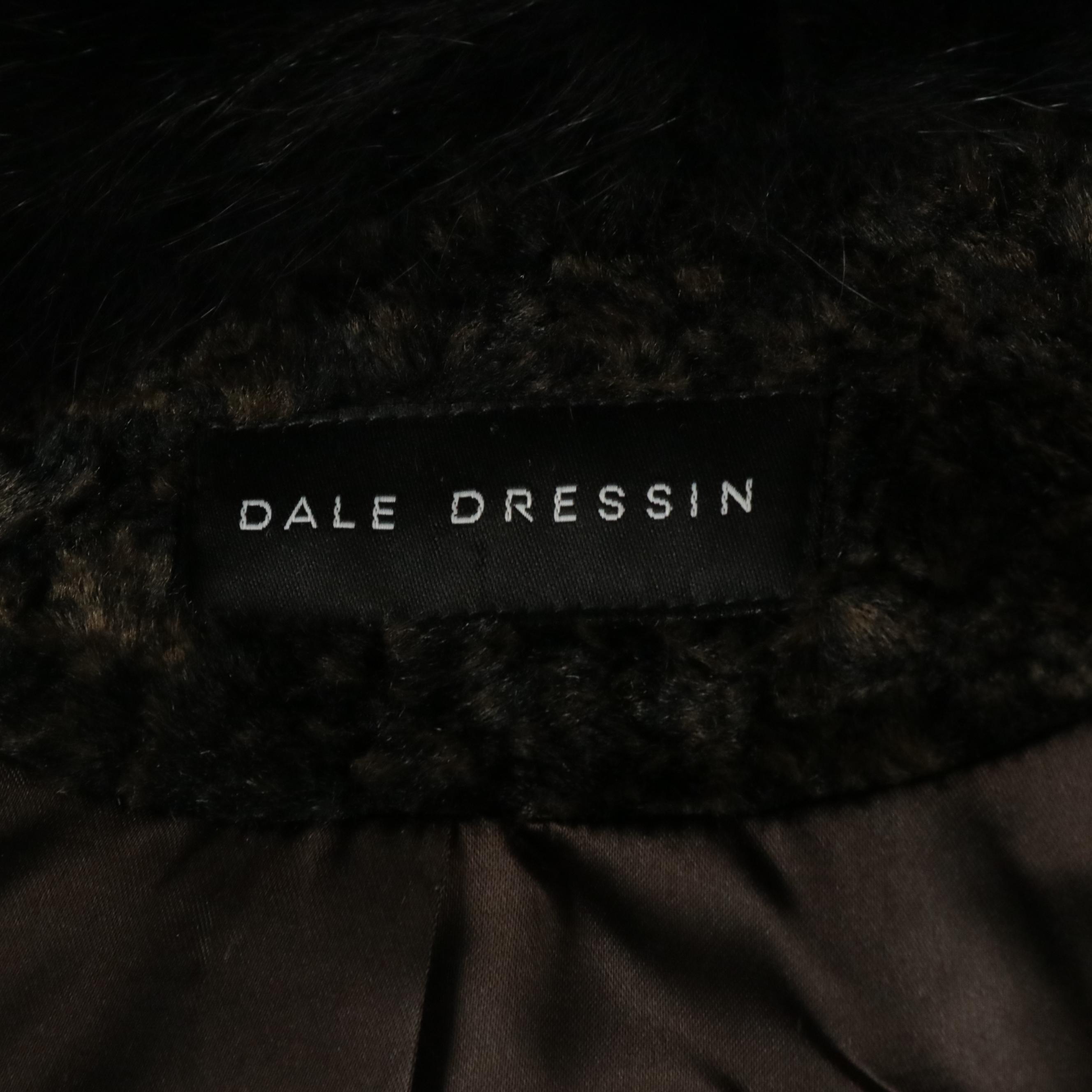 Dale Dressin Faux Fur Coat with Black Fox Fur Collar