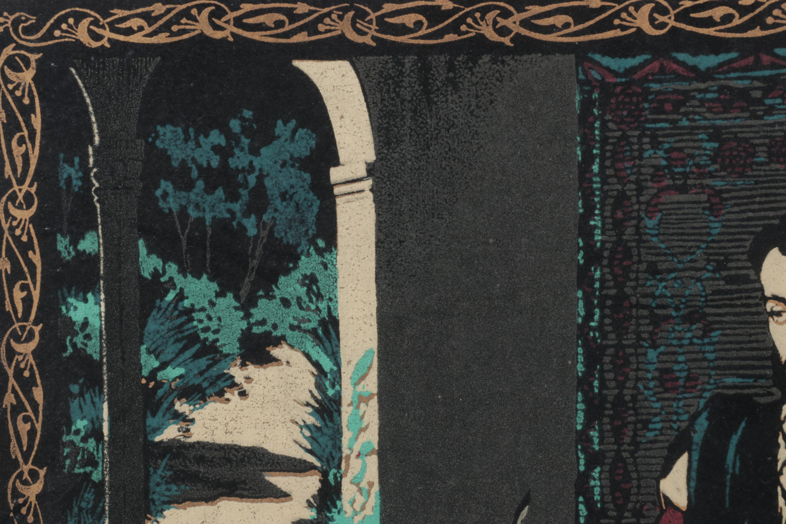 Serigraph Portrait of Seated Musician, Possibly Sayat-Nova, Late 20th Century