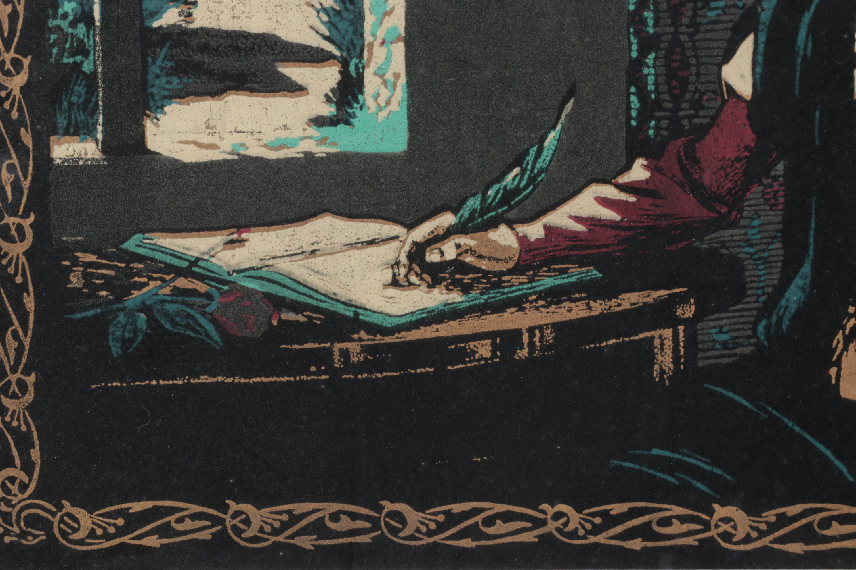 Serigraph Portrait of Seated Musician, Possibly Sayat-Nova, Late 20th Century