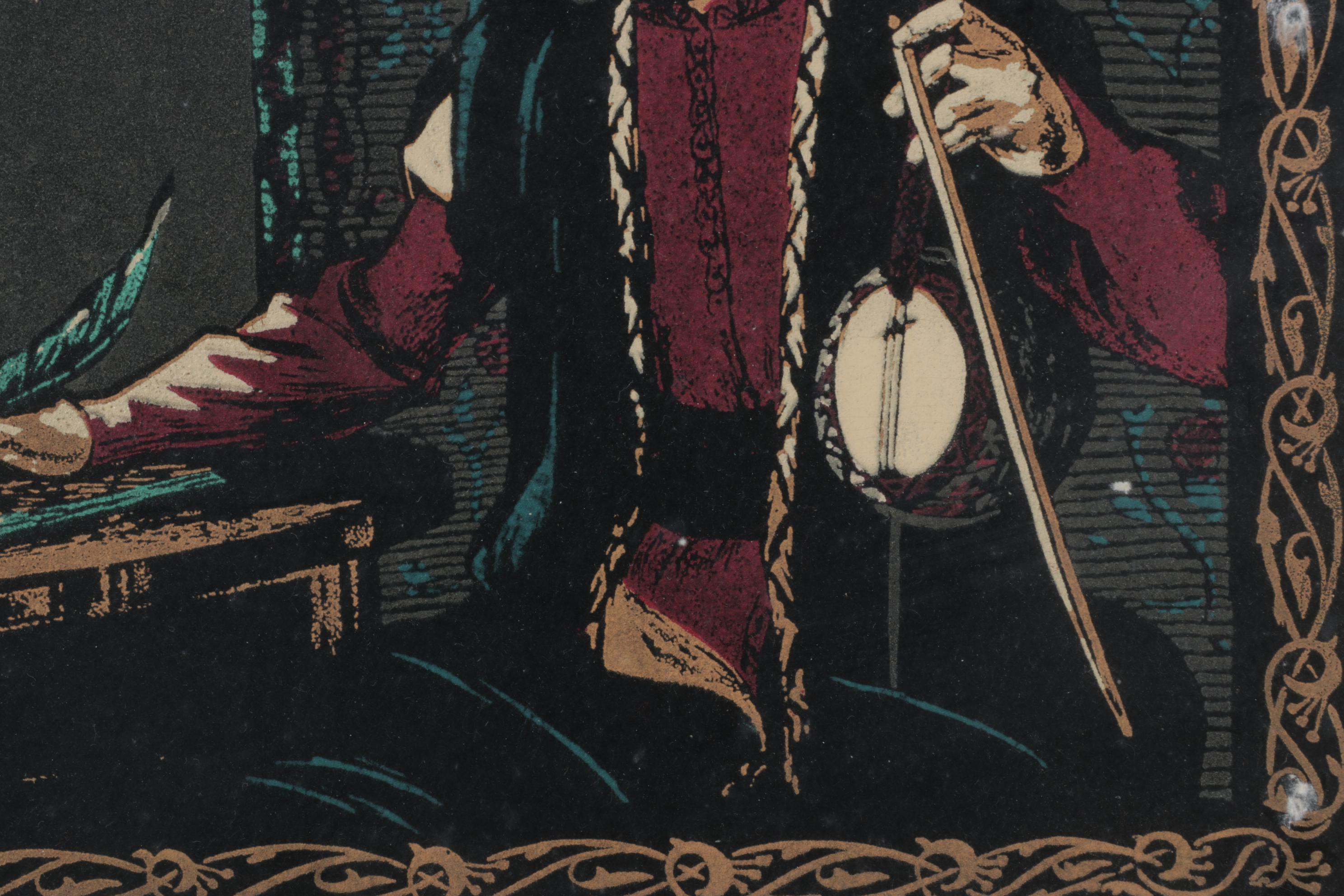 Serigraph Portrait of Seated Musician, Possibly Sayat-Nova, Late 20th Century