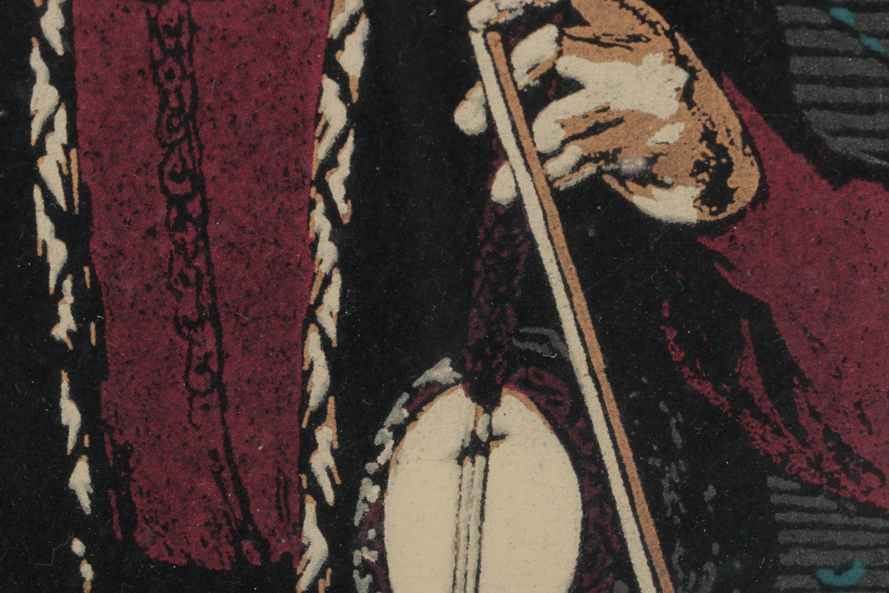 Serigraph Portrait of Seated Musician, Possibly Sayat-Nova, Late 20th Century