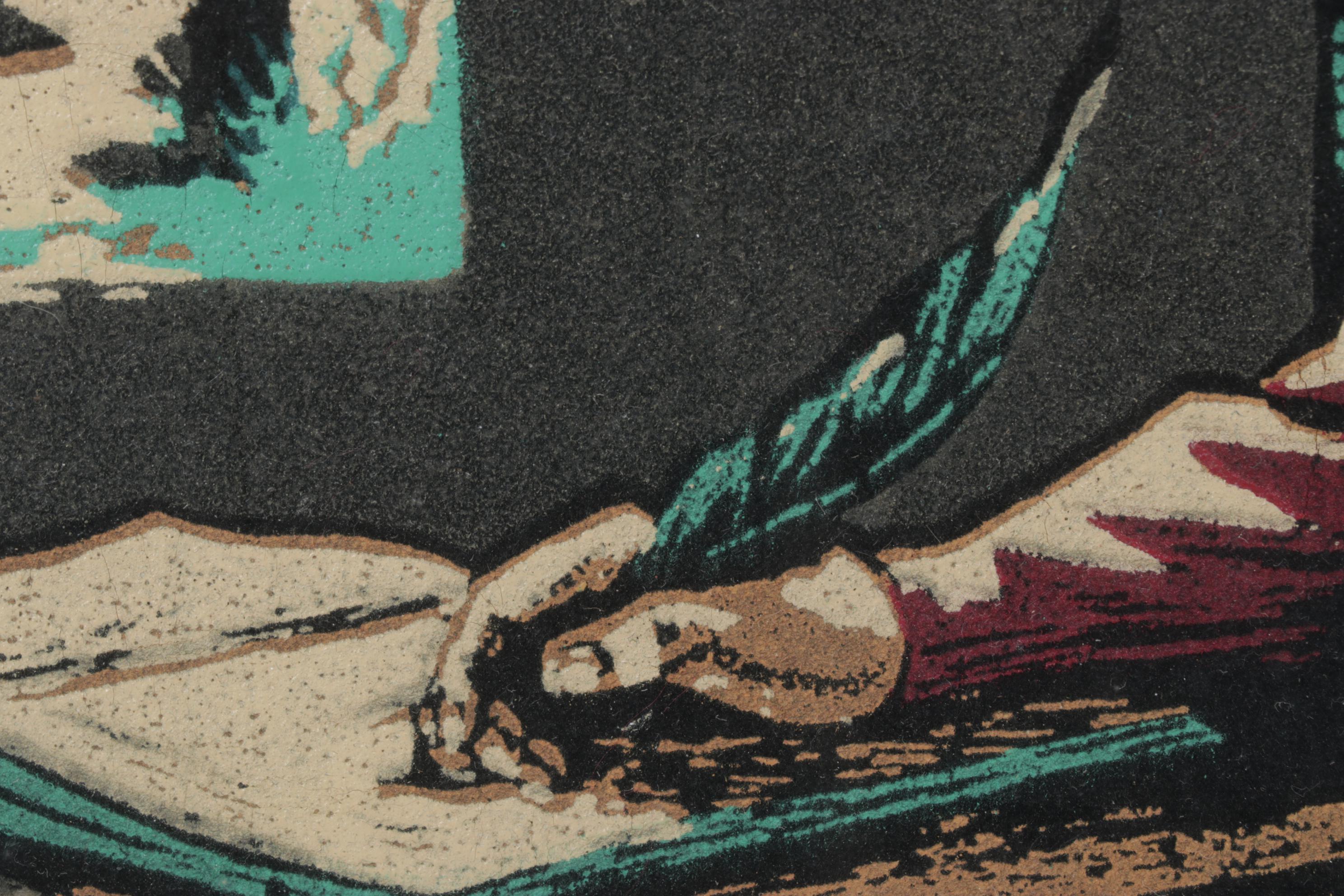 Serigraph Portrait of Seated Musician, Possibly Sayat-Nova, Late 20th Century